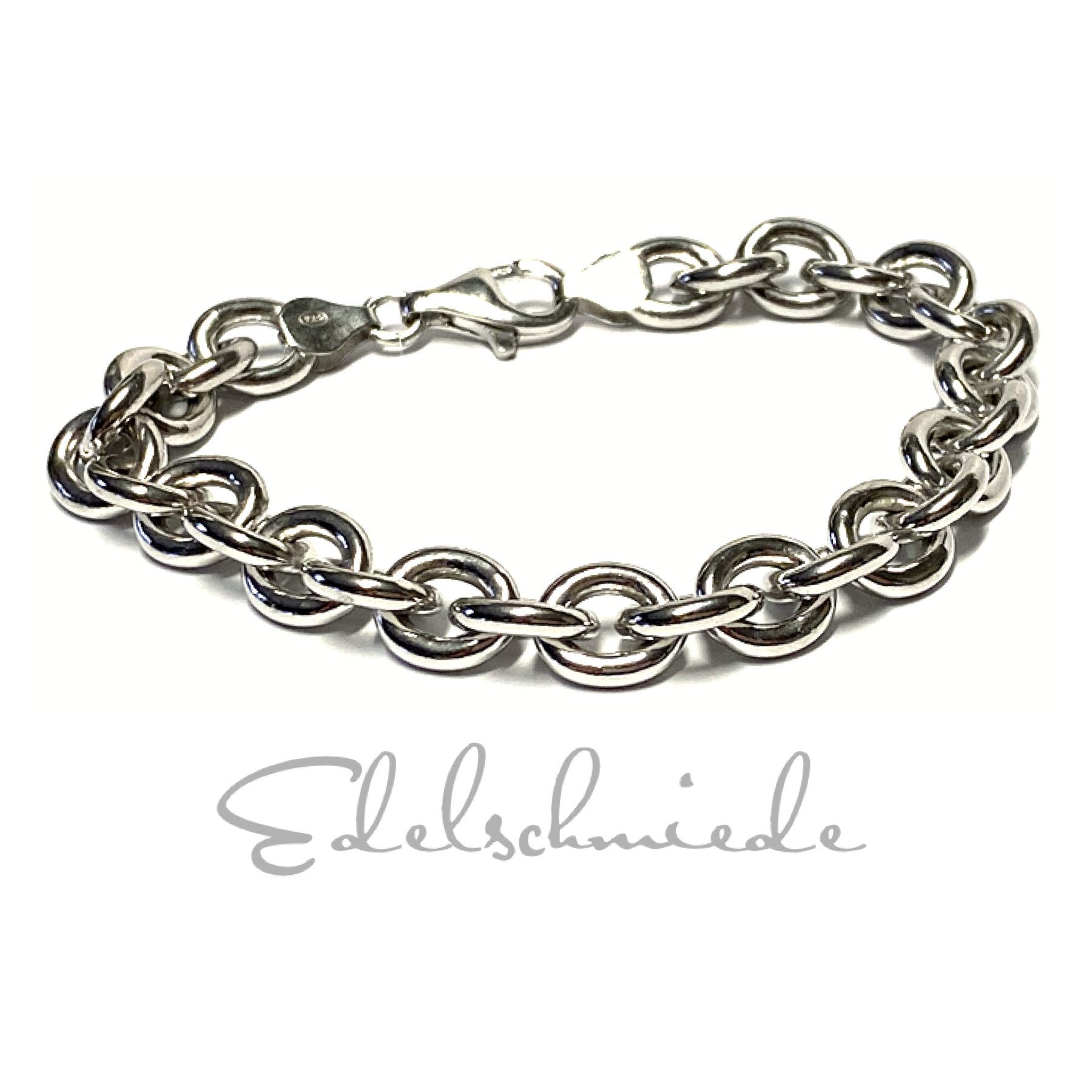 Edelschmiede925 Silberkette Armband 925/- Sterling Silber rhod massiv glanz schwer Rundanker 21cm