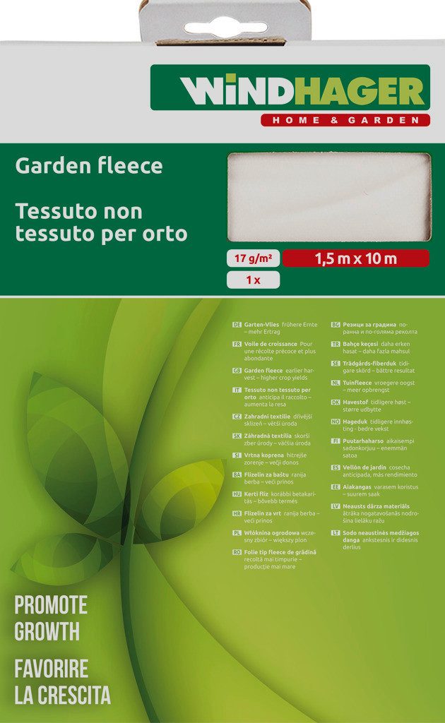 Windhager Gartenvlies Standard für gesundes Wachstum, Gartenfolie, (1-St), Abdeckvlies erhältlich in 5 x 1,5 m oder 10 x 1,5 m, 17 g/m², weiß