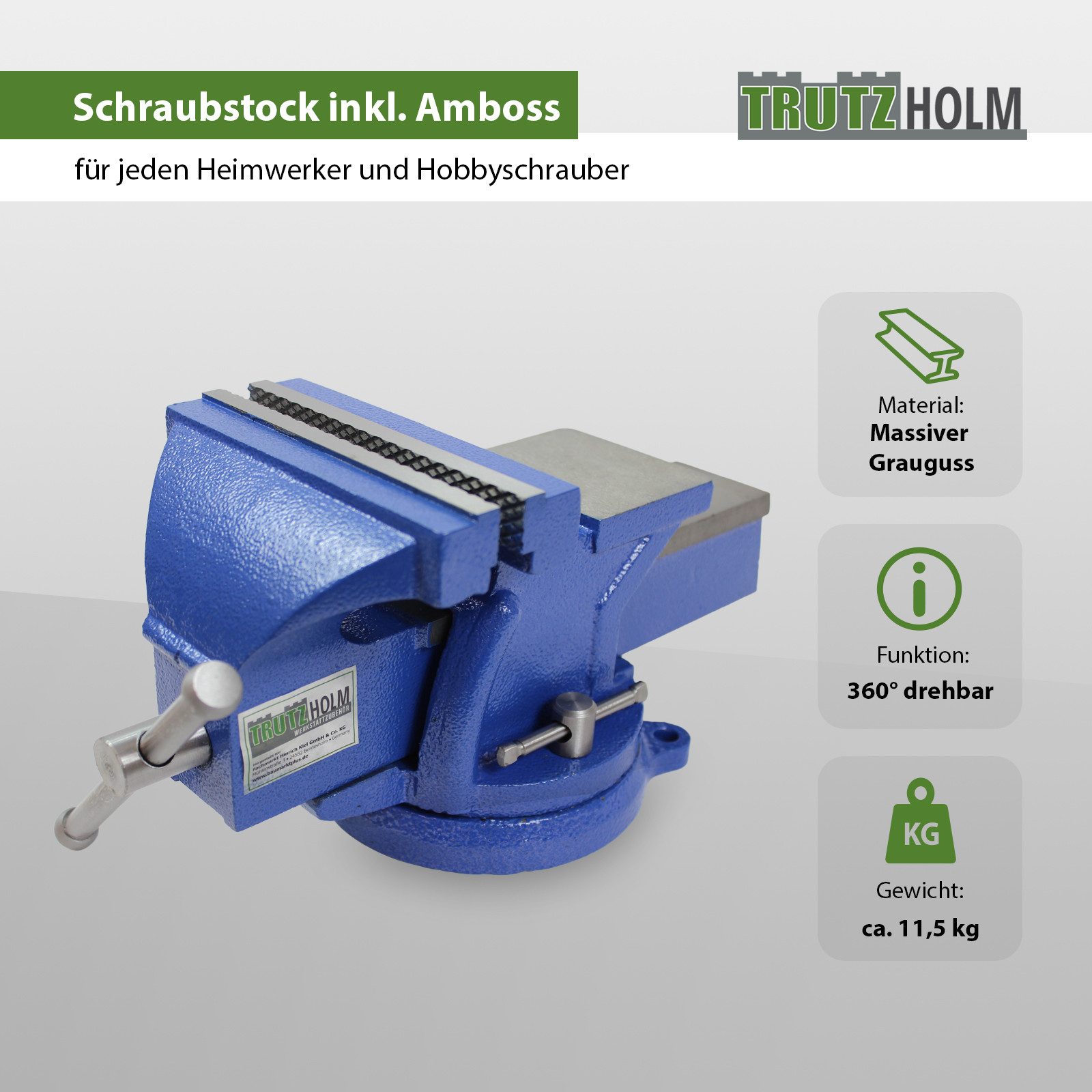 TRUTZHOLM Schraubstock Schraubstock parallel 360° drehbar günstig online kaufen