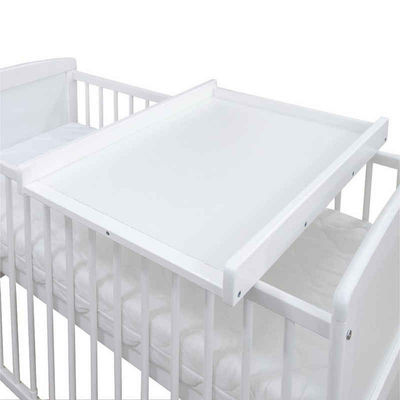 Baby-Delux Wickelbrett Wickelunterlage, Wickeltisch Wickelaufsatz weiß für Betten 140x70 und 120x60cm