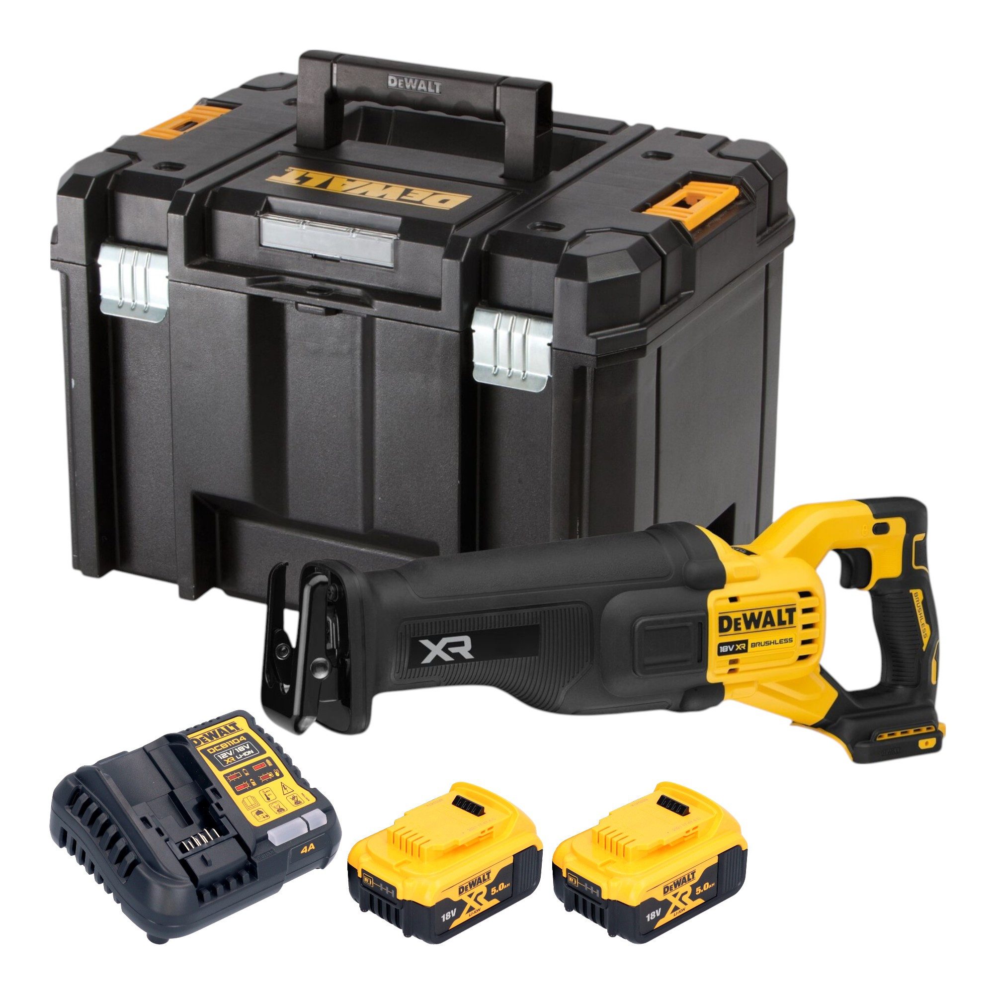 DeWalt Akku-Reciprosäge DCS 386 P2T 18 V Brushless + 2x Akku 5,0 Ah + Ladegerät + TSTAK