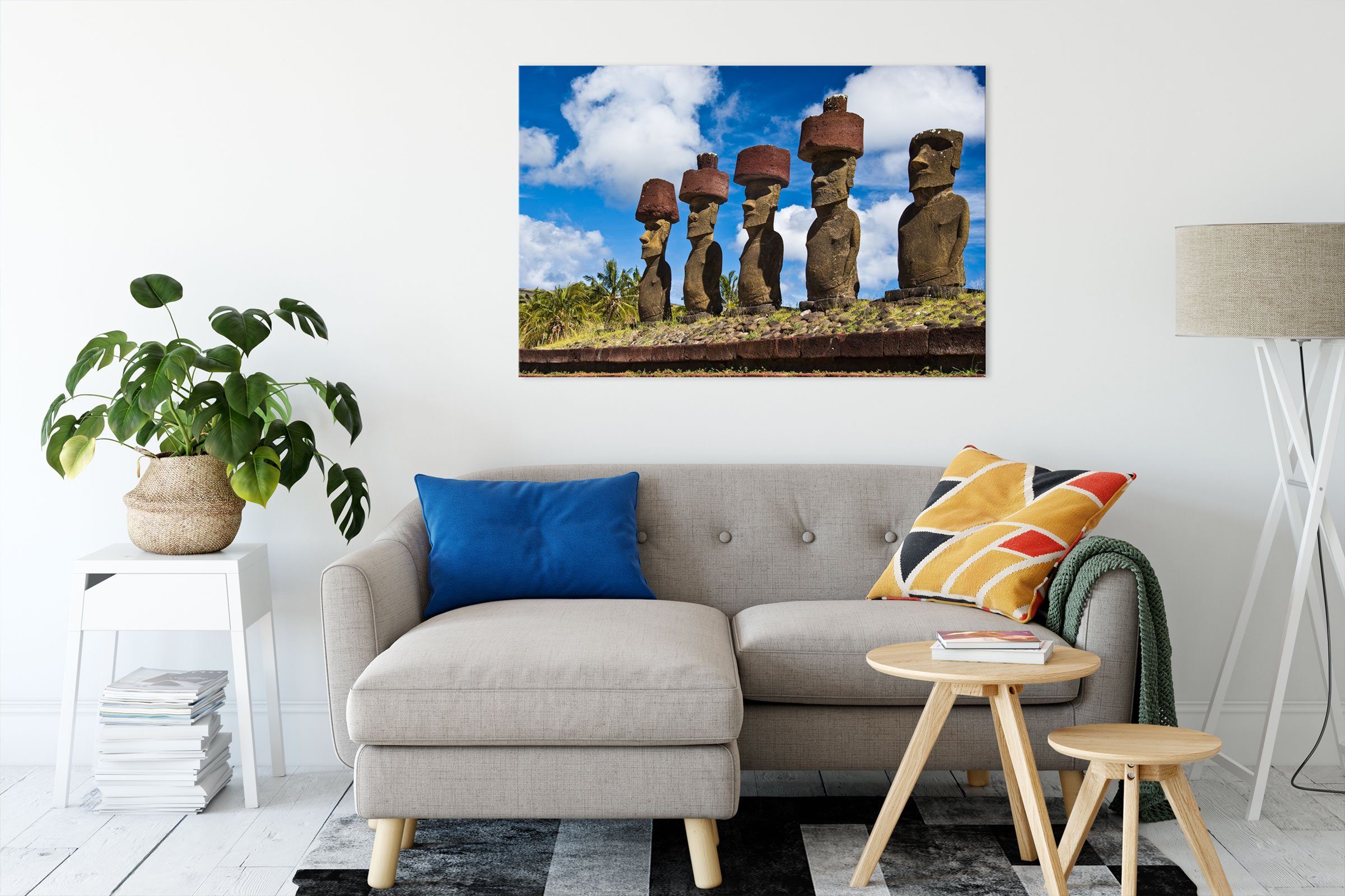 Statuen Moai (1 Leinwandbild Osterinseln Moai St), Leinwandbild bespannt, fertig inkl. Osterinseln, Zackenaufhänger Statuen Pixxprint