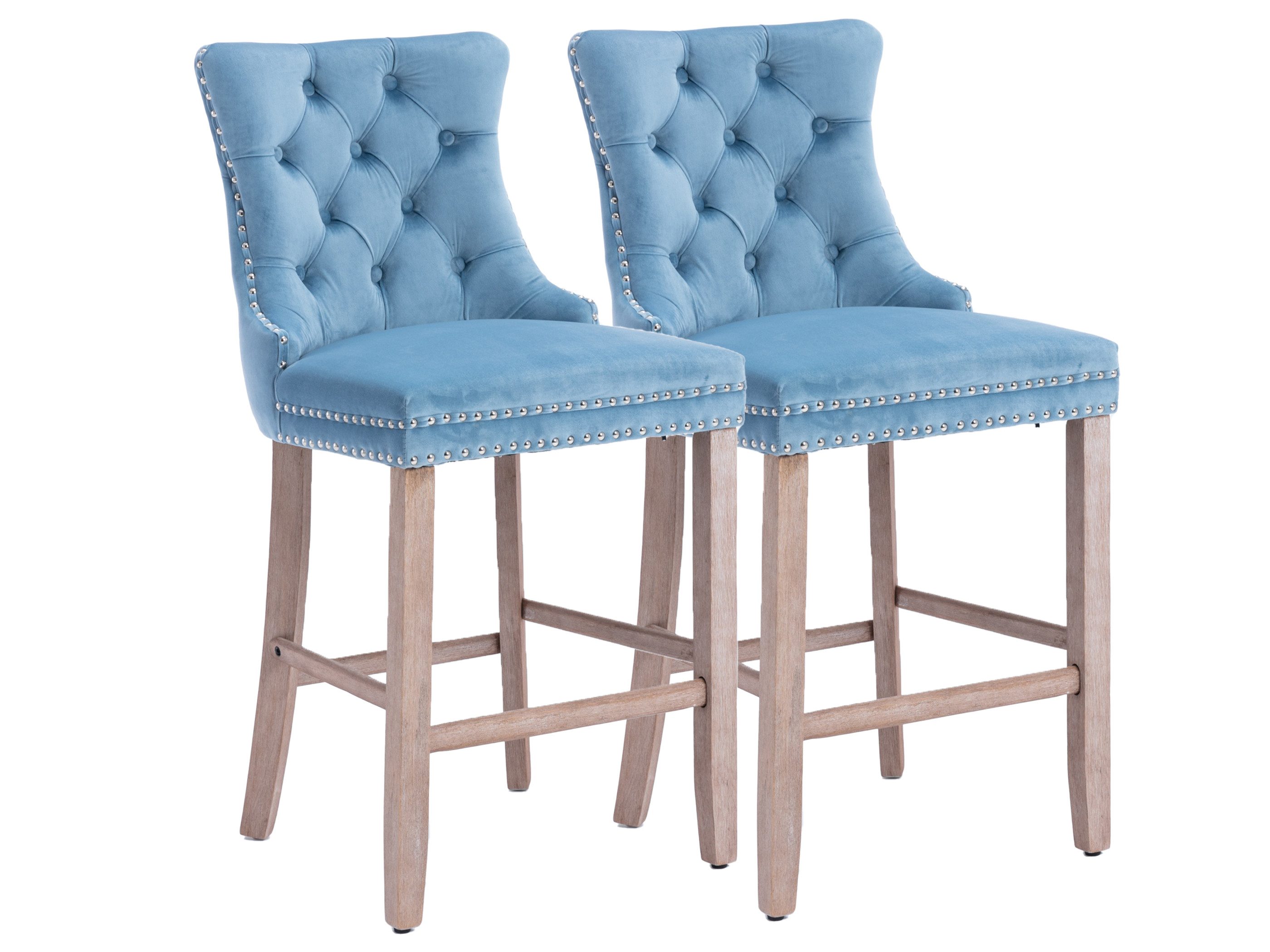 SeedWave Barhocker Mit Rückenlehne, 2er-Set Samt günstig online kaufen