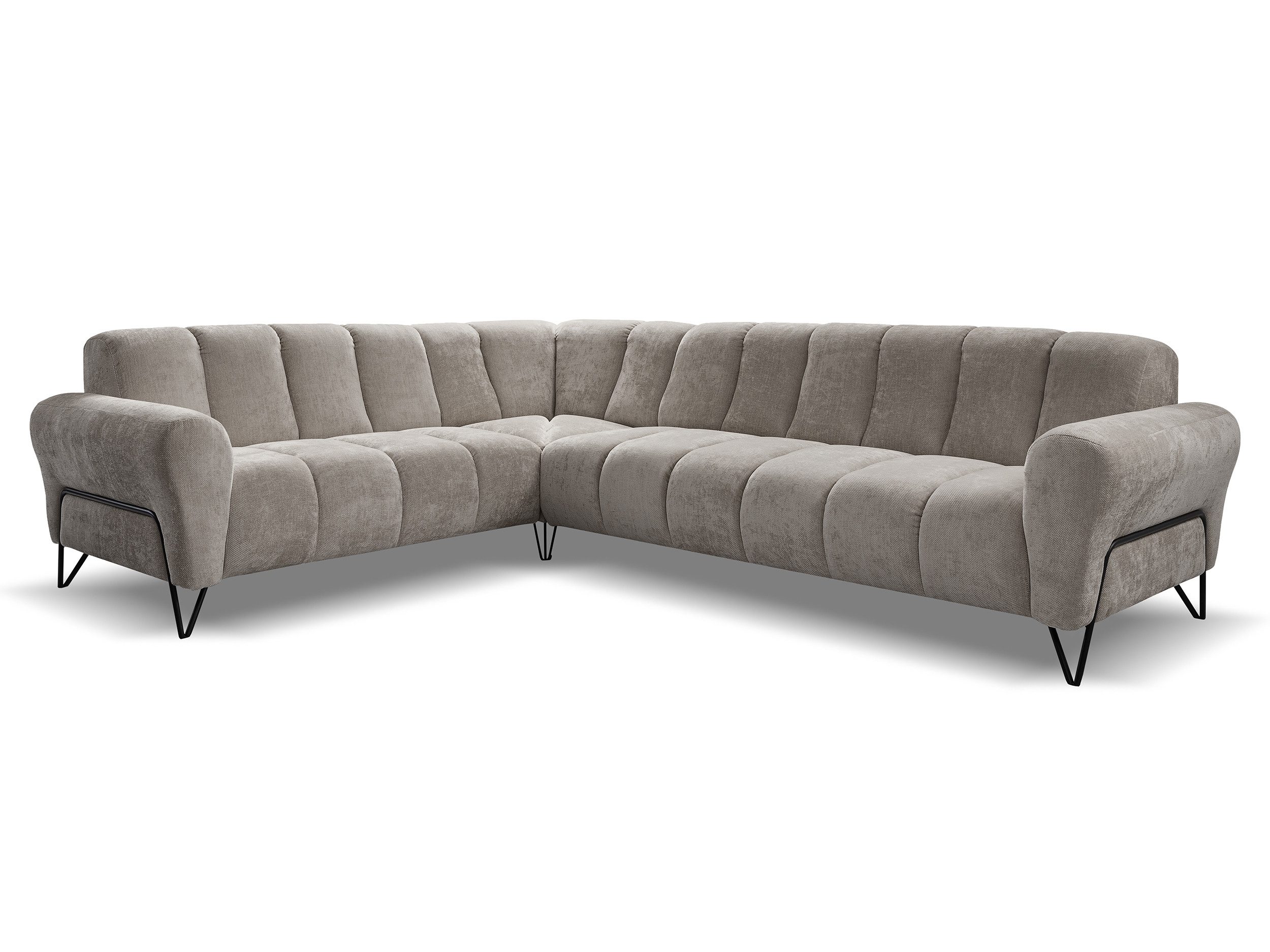 Beautysofa Ecksofa mit Metallbeine in Schwarz VOLARE L, ohne Schlaffunktion, mit höchstem Sitzkomfort – Bild 4 von 5