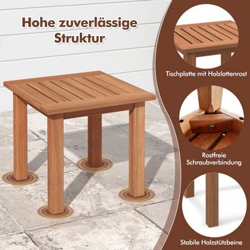 COSTWAY Gartentisch, wetterfest Beistelltisch Massivholz Natur 44,5x44,5x43cm