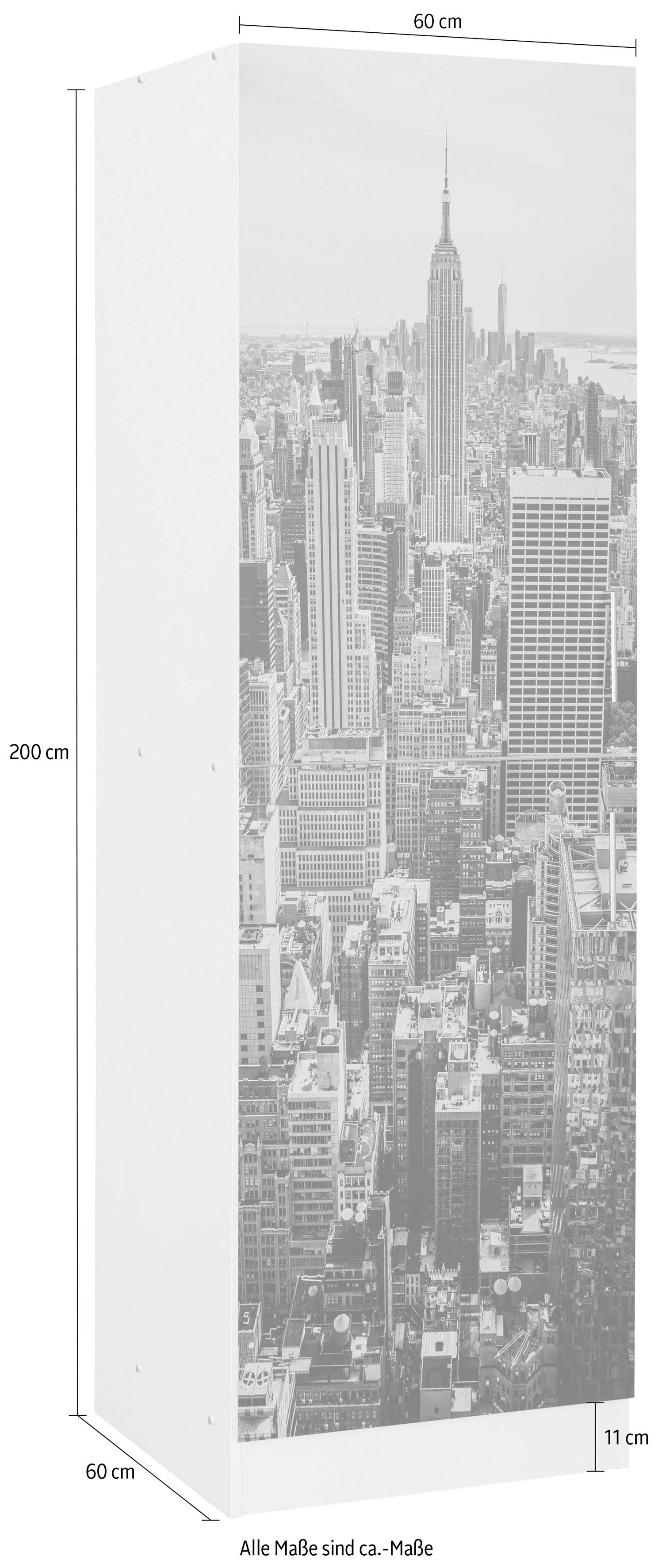 HELD MÖBEL Vorratsschrank Stauraum, cm mit Paris 200 breit, hochwertigem viel | weiß 60 weiß cm Digitaldruck hoch