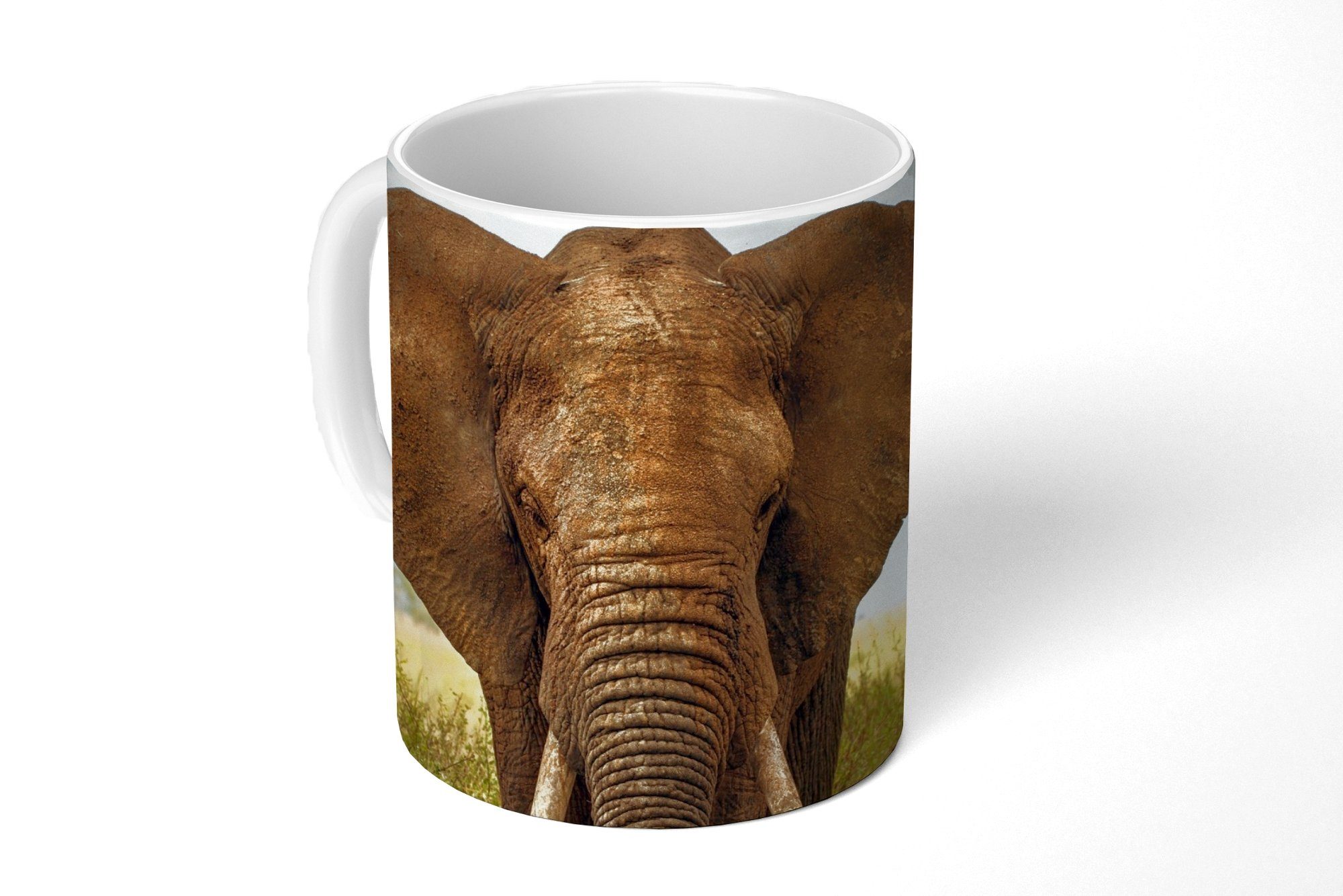 MuchoWow Tasse Afrikanischer Elefant Vorderansicht, Keramik, Kaffeetassen, Teetasse, Becher, Teetasse, Geschenk
