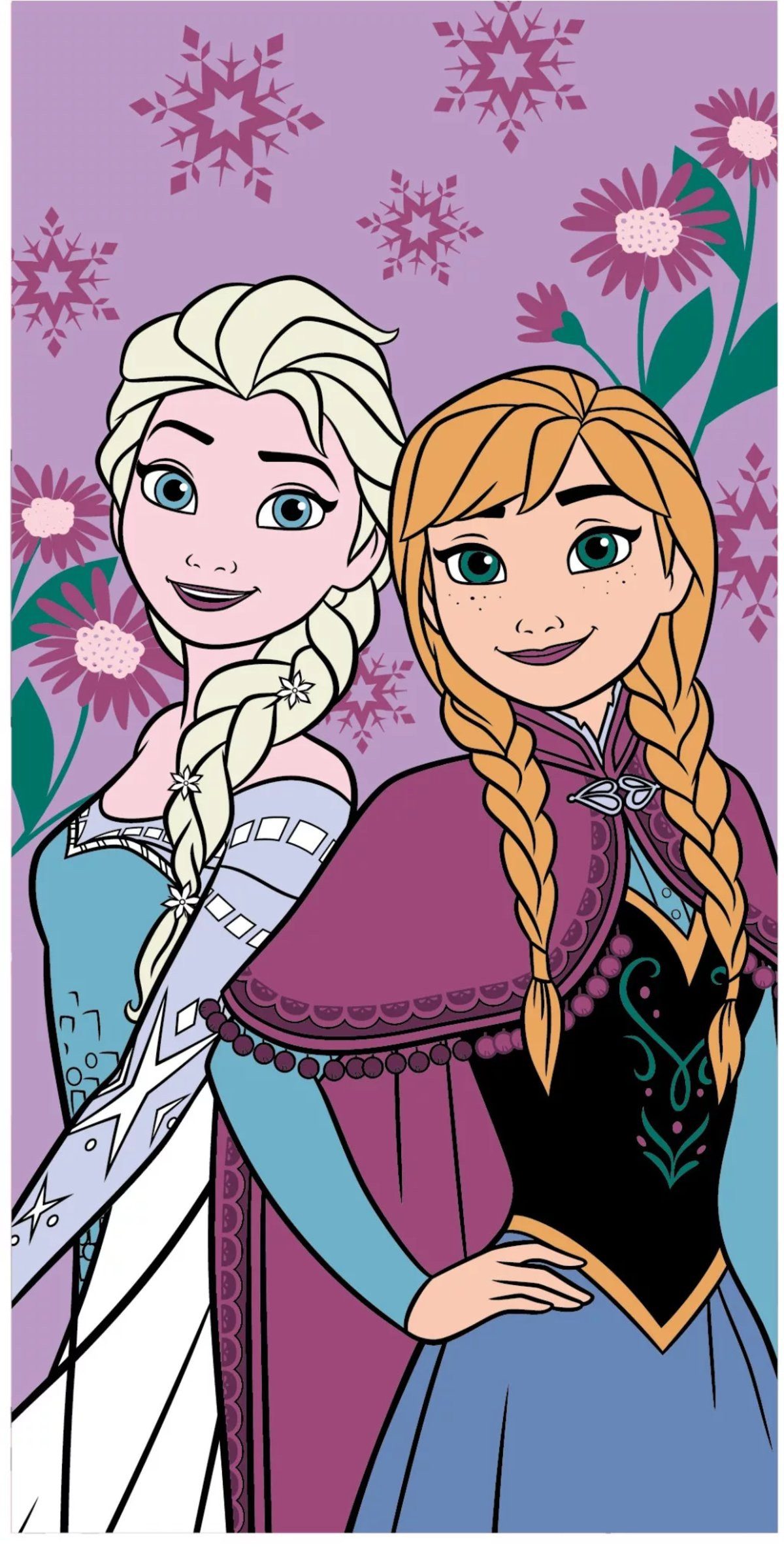 Disney Badetücher Disney Frozen Elsa&Anna Badetuch, Strandtuch 70x140 cm (Fast Dry), Polyester (1-St)