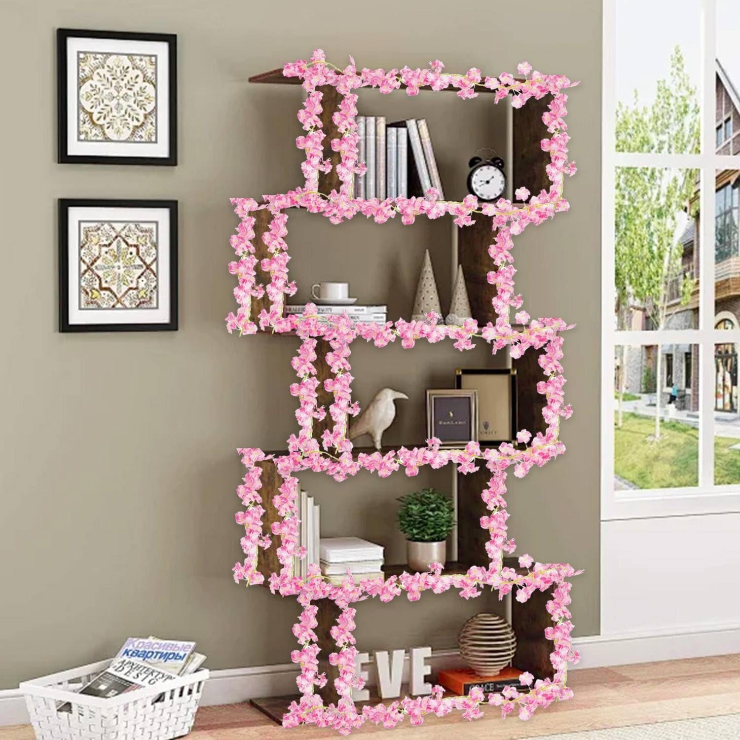 Kunstranke Künstliche Blumne Kirschblüten Girlande 180cm Blumengirlande Blumen Hangend Vine Seidenblumen Girlande Deko, Diwzbyn, für Garten Hochzeit Party Wandd – Bild 3 von 5