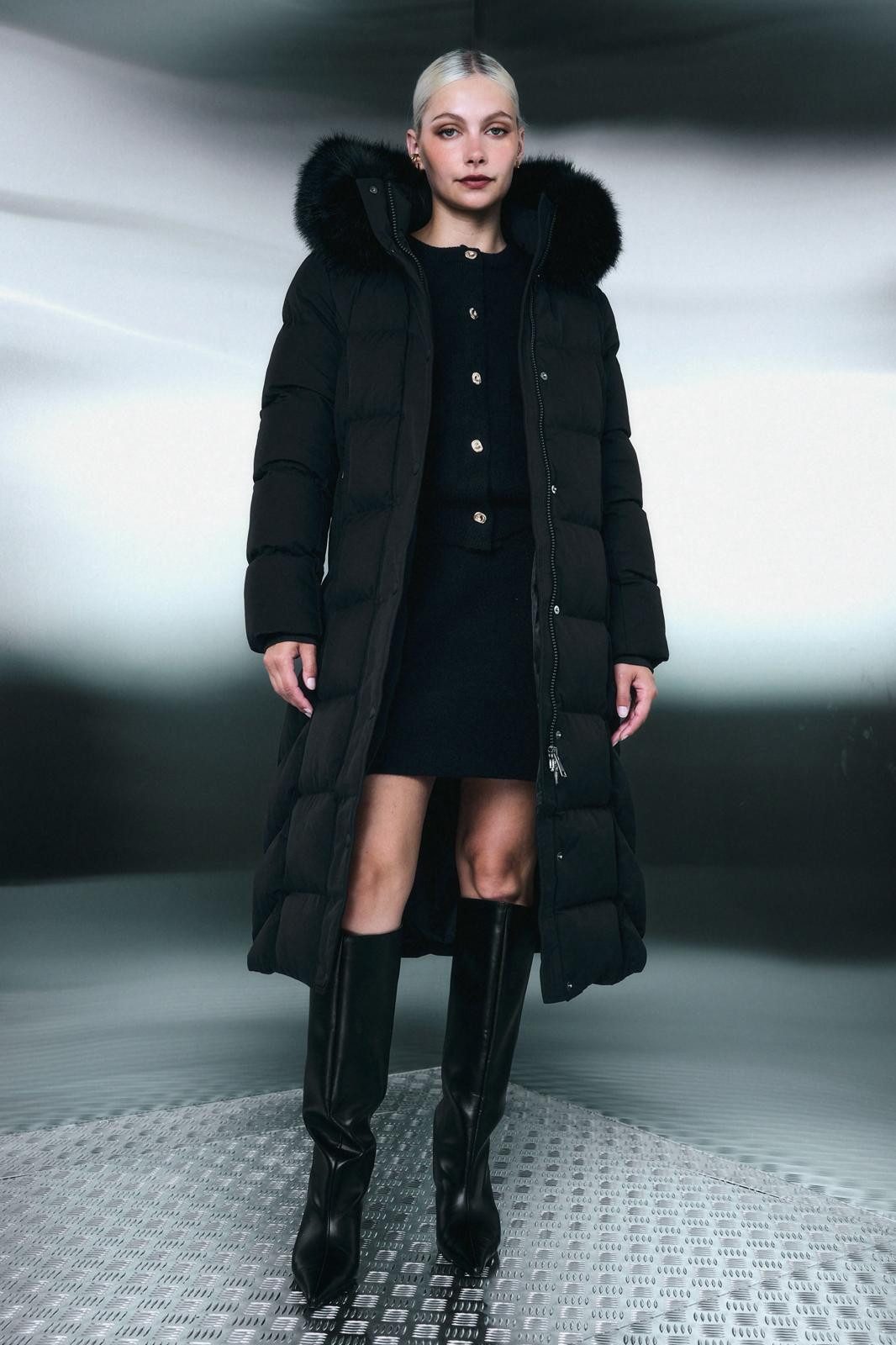 Copperose Langjacke Steppmantel Damen mit Fellkapuze, günstig online kaufen