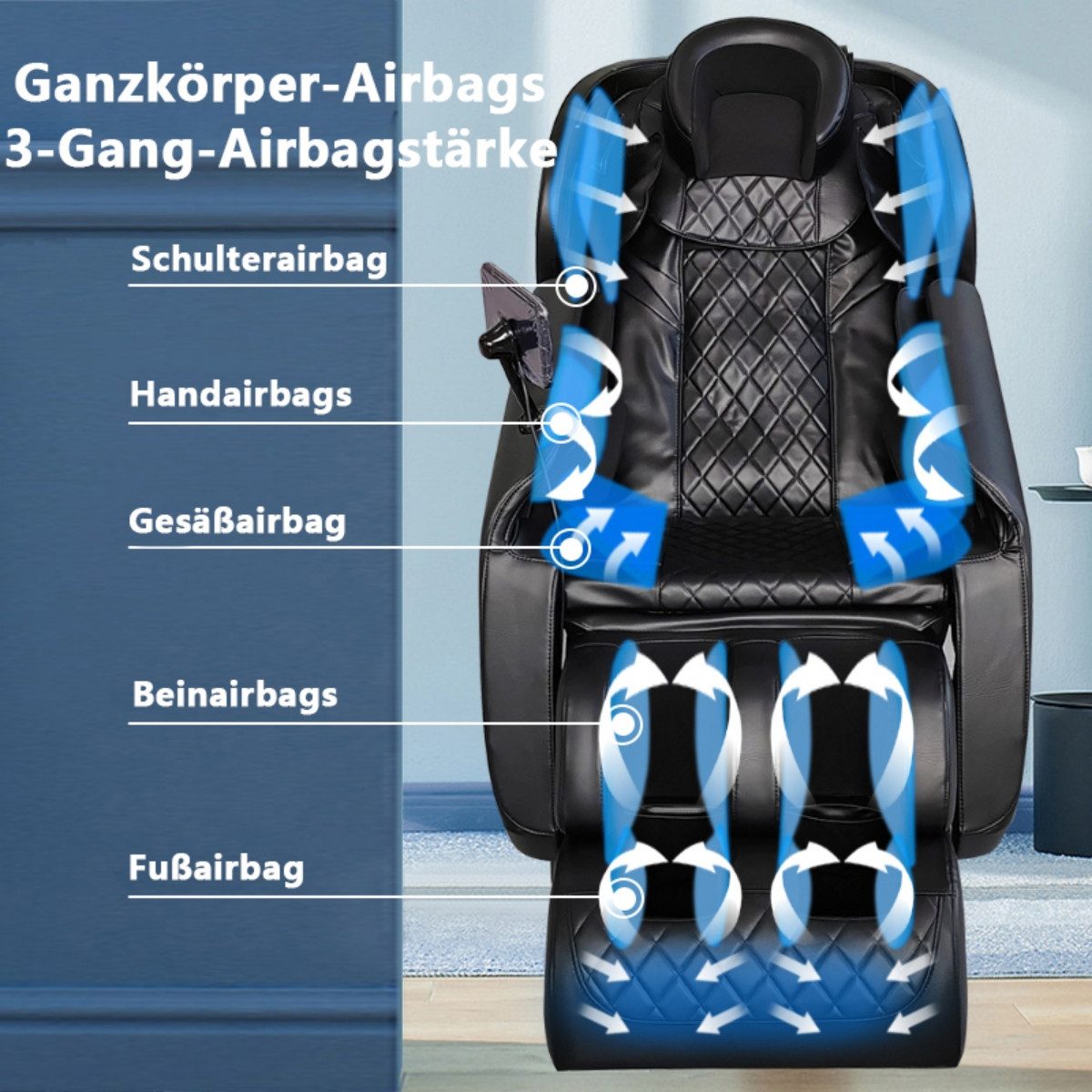 Salottini Massagesessel Toller Relaxsessel Massagesessel Sessel Biel Wärmefunktion grau, mit Relaxfunktion