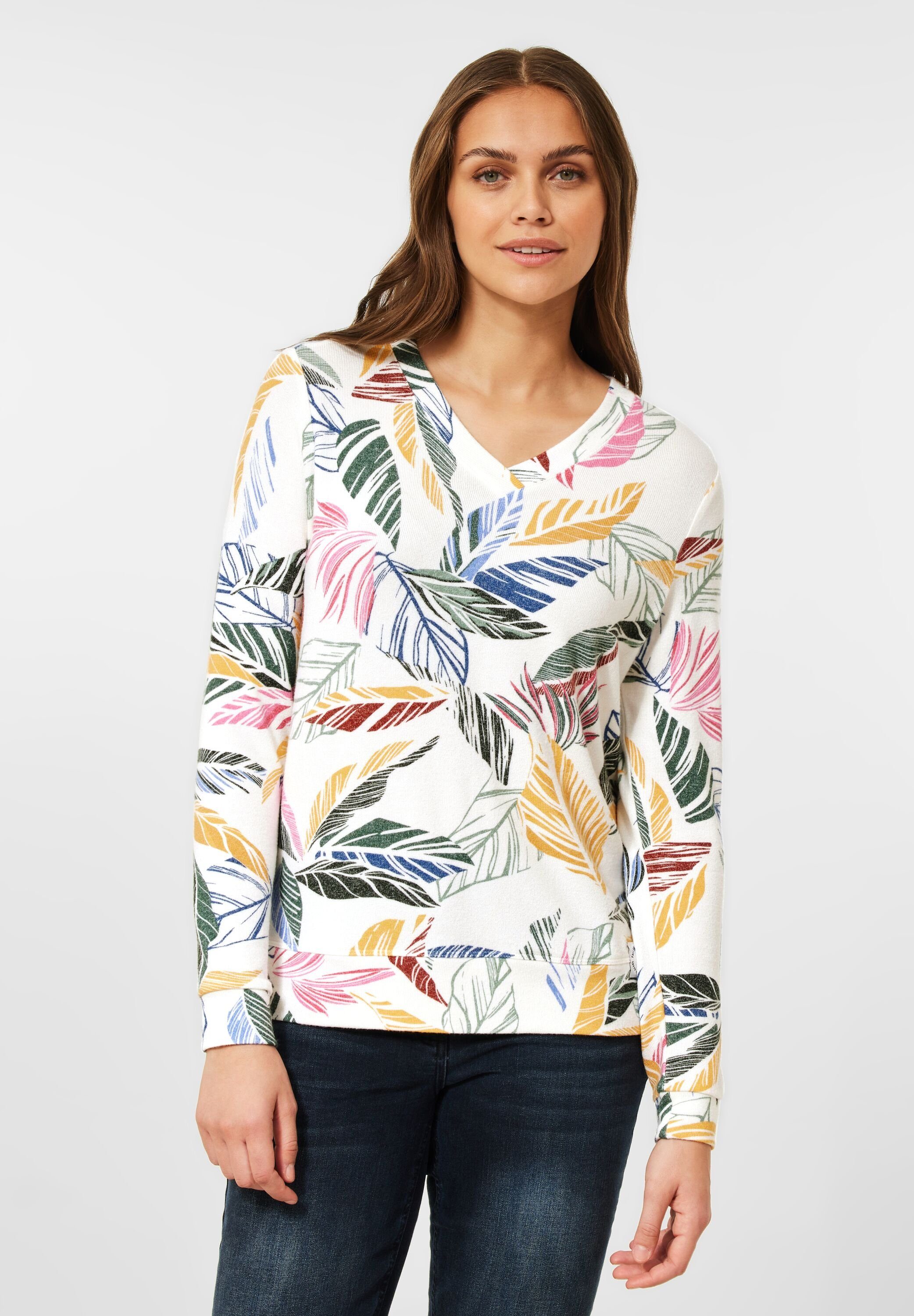 CECIL V-Shirt in Melange Optik
