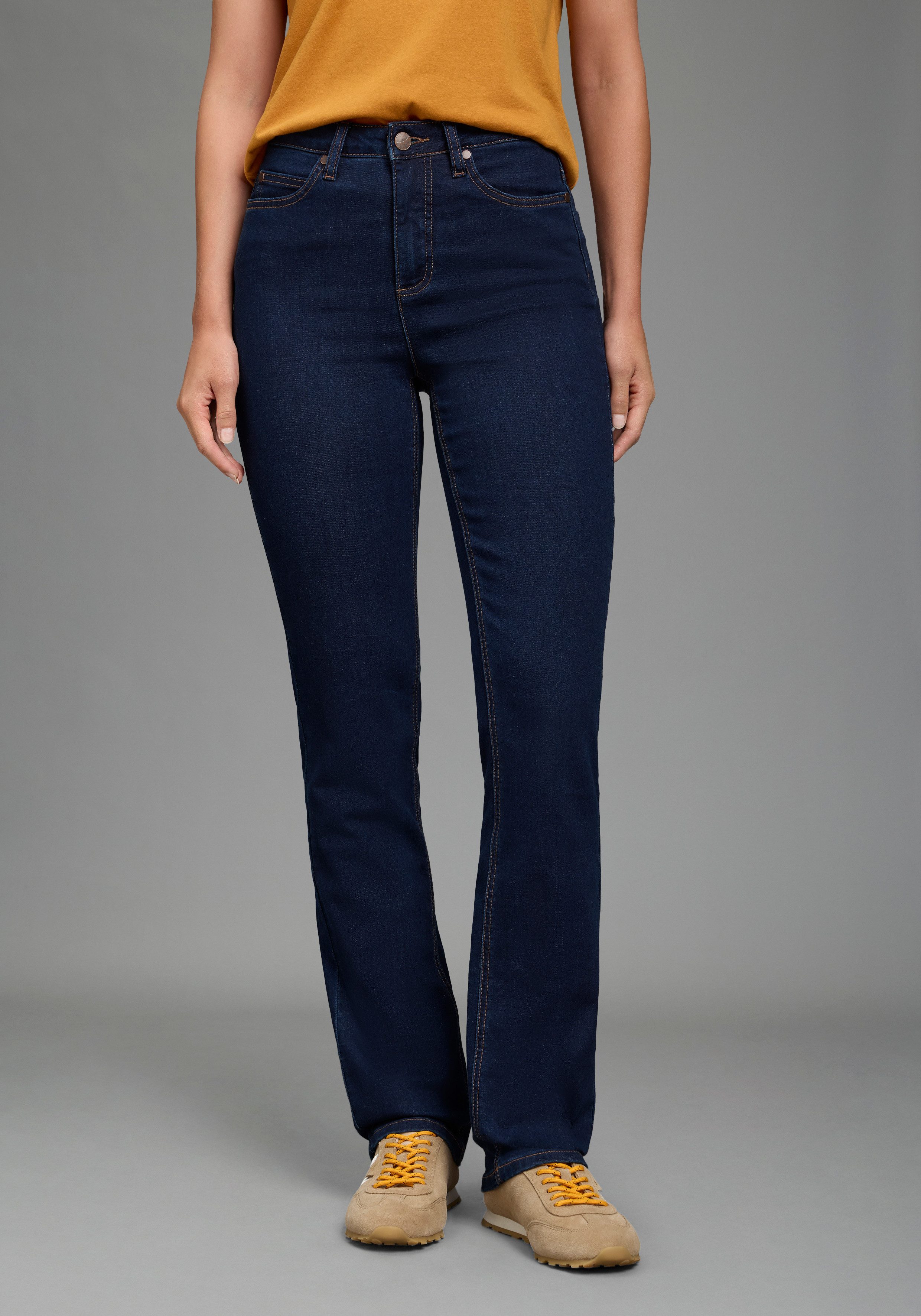 Arizona Gerade Jeans Ultra-Stretch Used-Look-Waschung