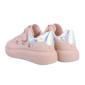 Ital-Design Kinder Low-Top Freizeit Sneaker Flach Freizeitschuhe in Rosa