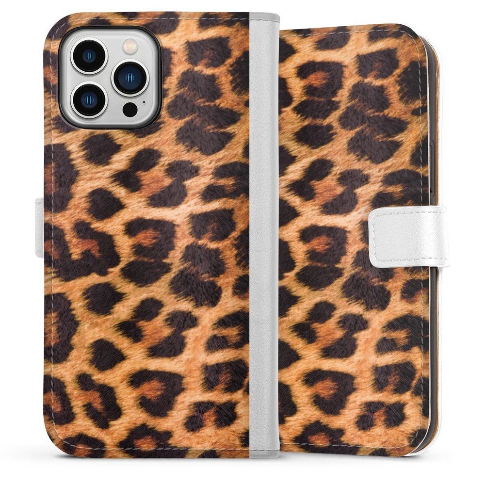 DeinDesign Handyhülle Leopard Fell Animalprint Leo Print, Apple iPhone 13 Pro Max Hülle Handy Flip Case Wallet Cover