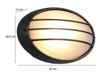 meineWunschleuchte Außen-Wandleuchte, ohne Leuchtmittel, Gitterlampe oval, Garten-Beleuchtung mit Strom für Haus-Wand, Schwarz