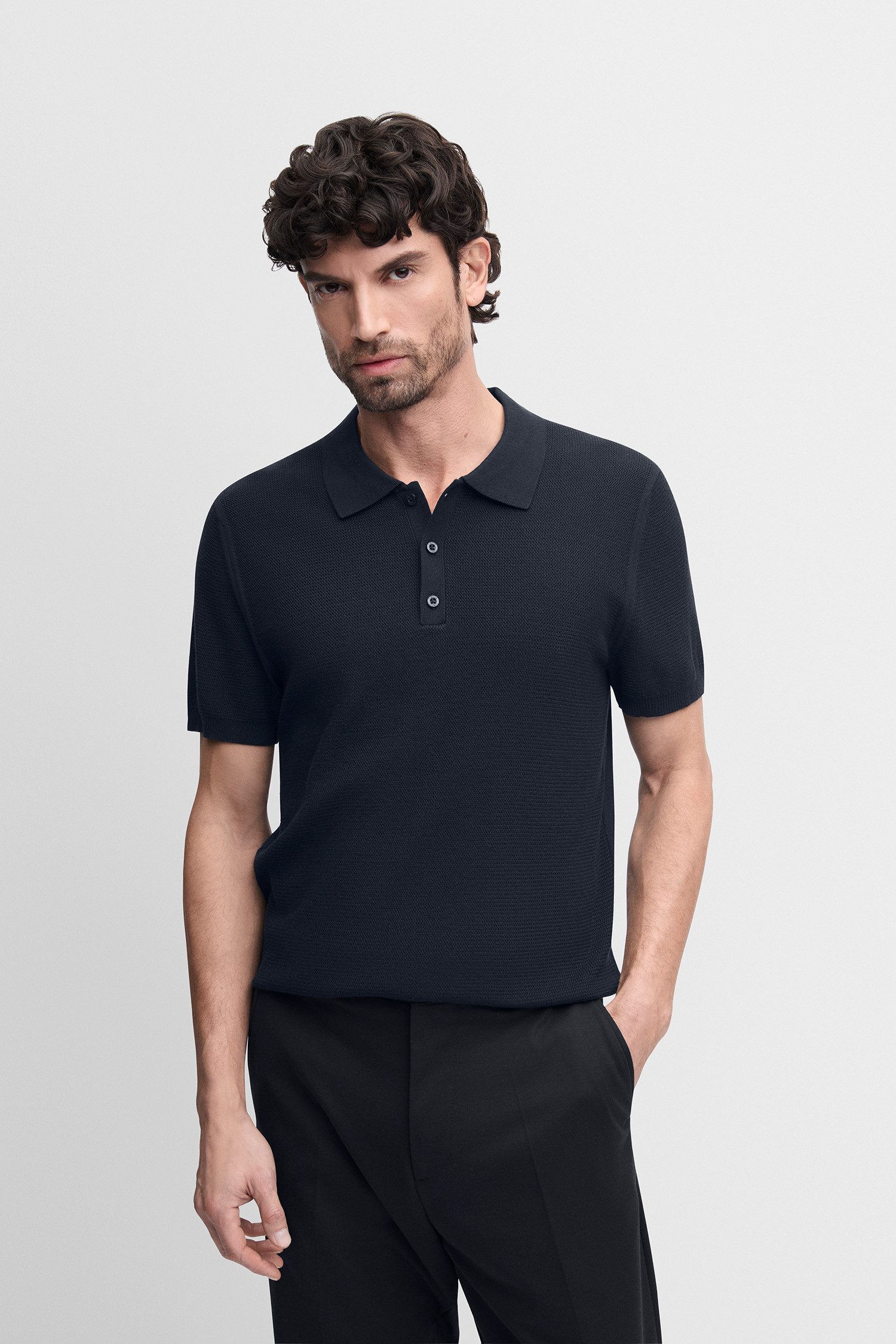 Cinque Kurzarmpullover CIFLAV mit Polokragen und Knopfleiste, Regular Fit