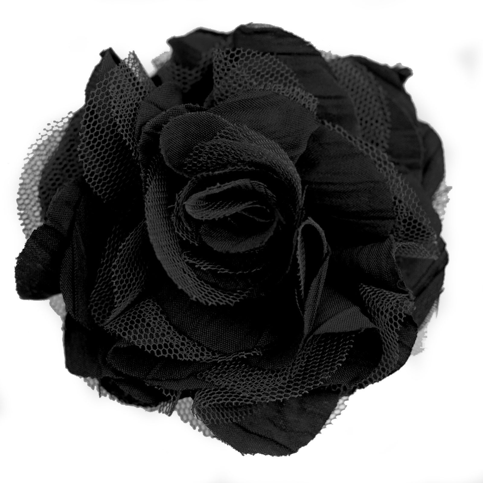 maDDma Haarspange Textilblüte Rose Ø9cm Ansteck Blüte Spange Haarspange Sicherheitsnadel, schwarz