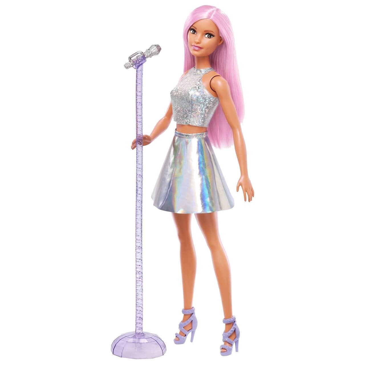Mattel® Anziehpuppe Barbie Pop-Star-Puppe mit rosa Haaren - Sängerin mit Mi günstig online kaufen