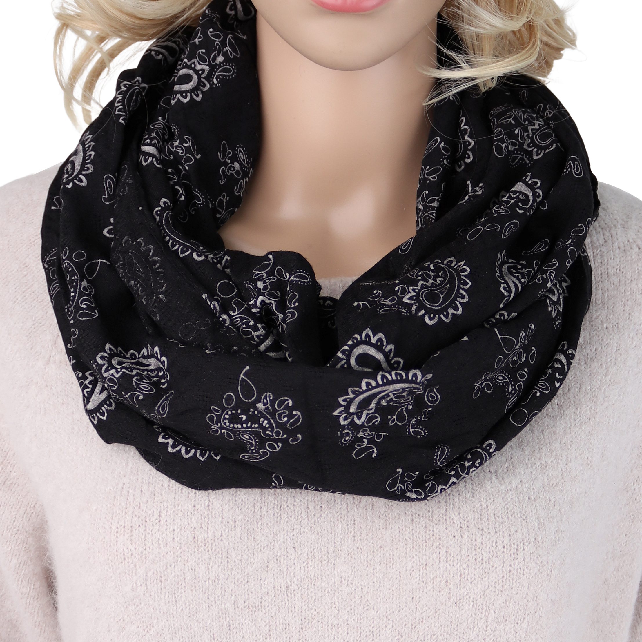 Loop Damen Schal mit Paisley Punkte Weich aus 100% Baumwolle