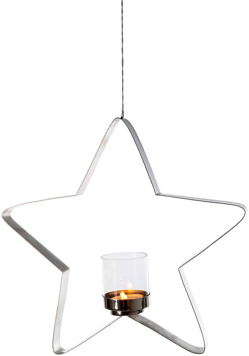 Fink Teelichthalter STACEY (1 St), Hängewindlicht, sternförmig, aus Edelstahl