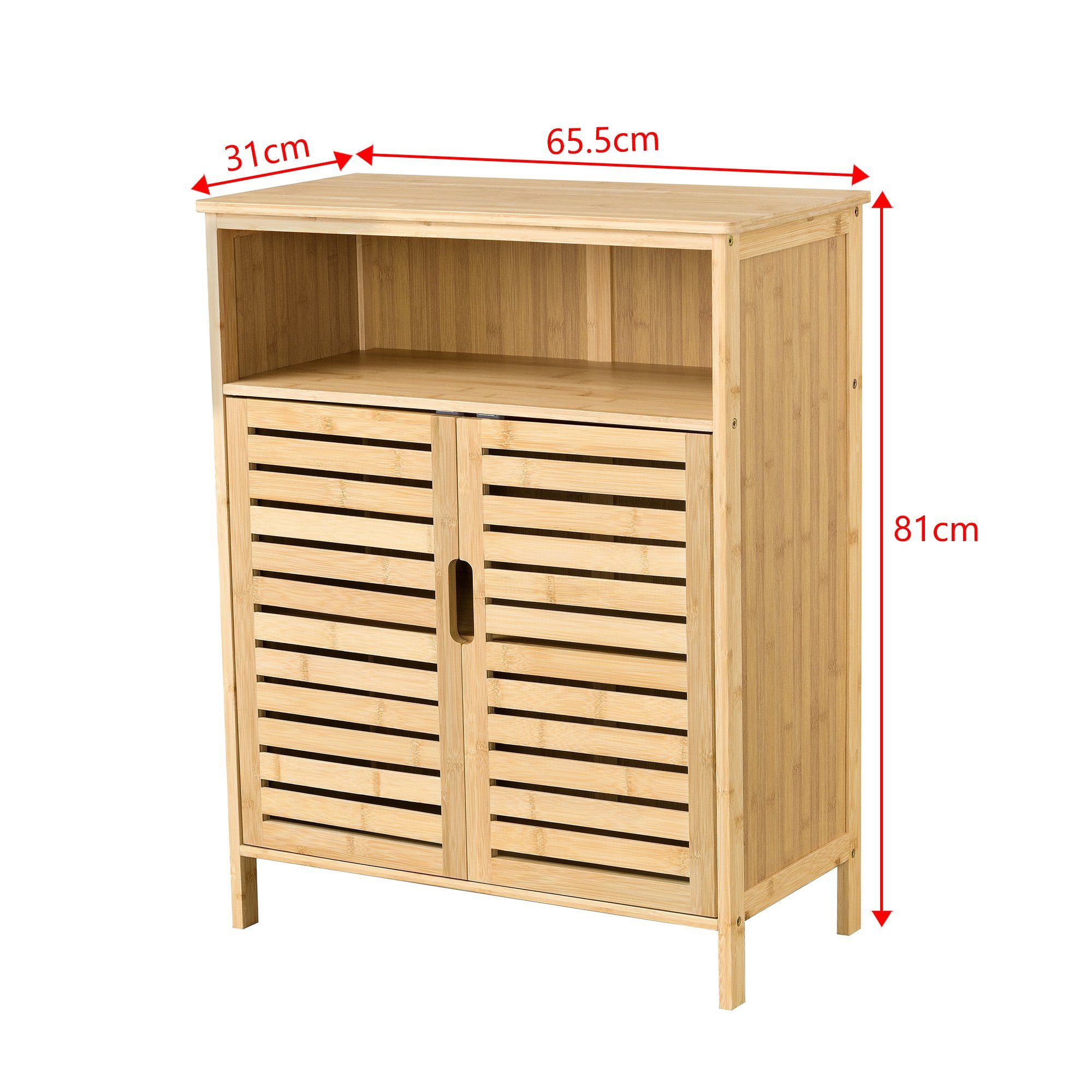en.casa Midischrank »Eslöv« Badezimmerschrank 81x65,5x31cm Bambus – Bild 4 von 5