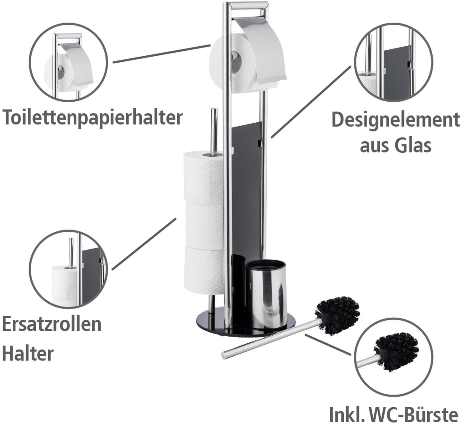WENKO WC-Garnitur Ravina, Stand WC-Garnitur, Toilettenpapierhalter, Rollenh günstig online kaufen