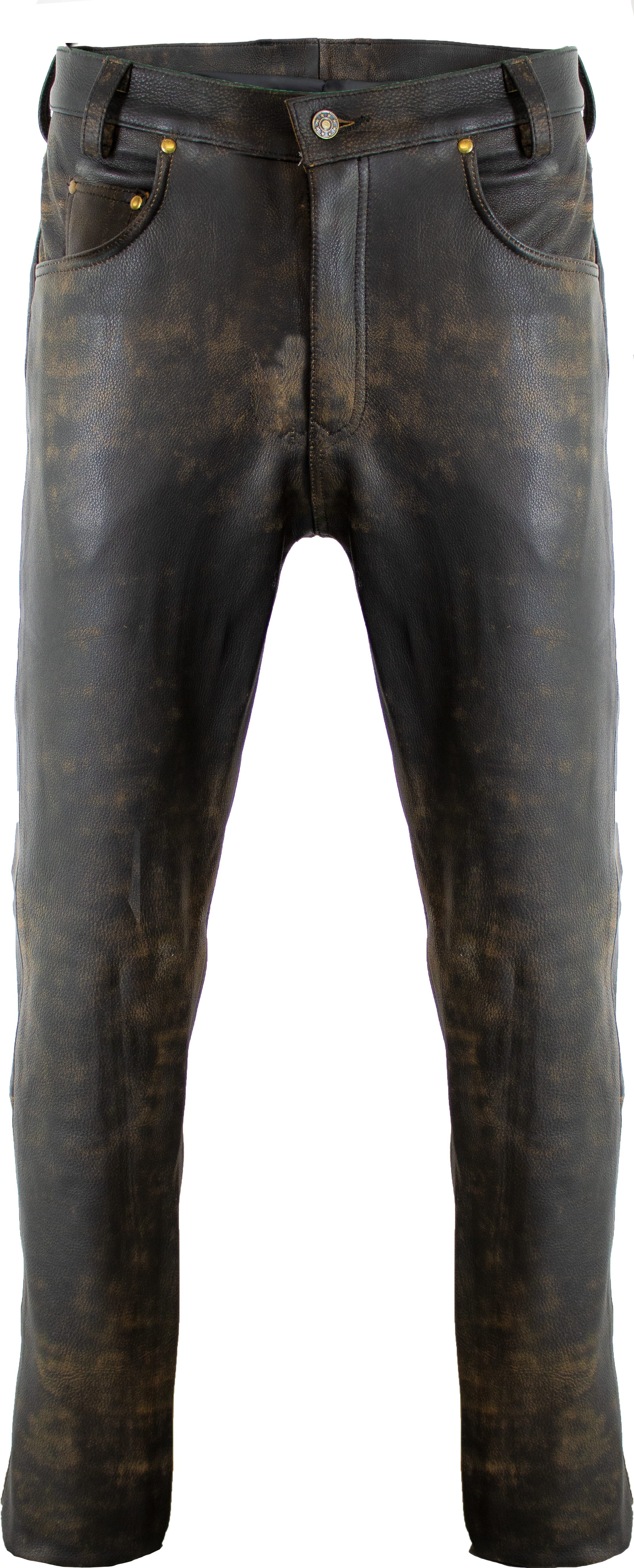 Lederhose Herre Lederhose Biker Jesans im Used Look aus Rindsleder Bikerjeans