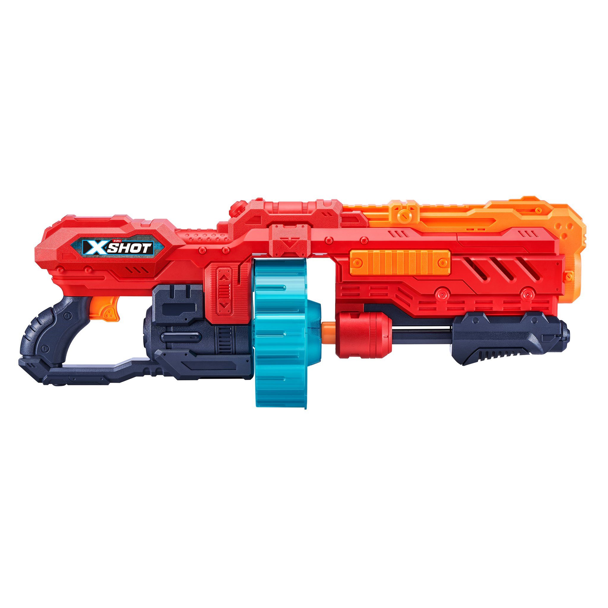ZURU Blaster Excel Turbo Advance Blaster - zielt bis zu 24m, Pump-Action Blaster mit riesiger Trommel