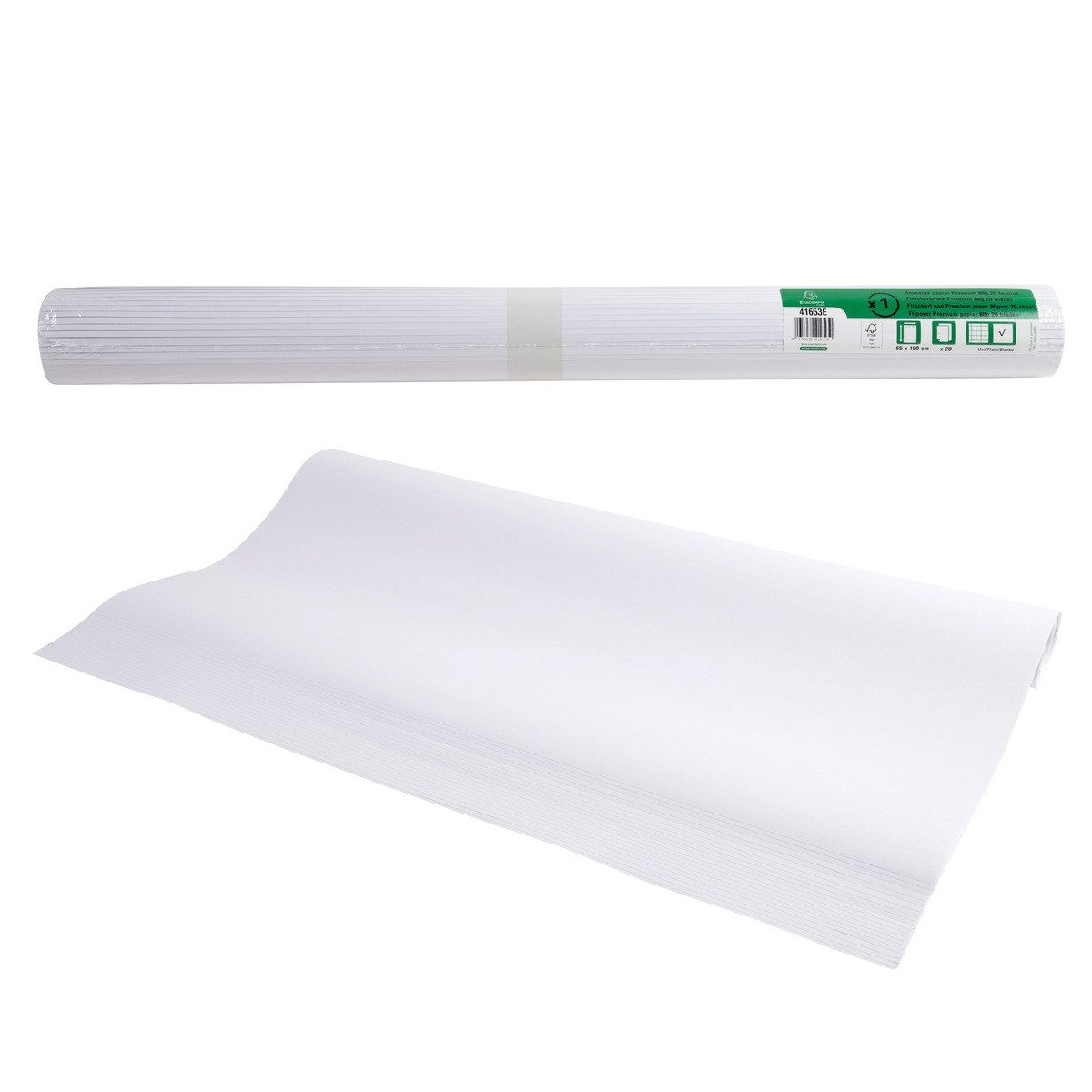 ExaClair Flipchartblock Exacompta Flipchartblock blanko 80g/m² weiß 65x100cm 20 Blatt