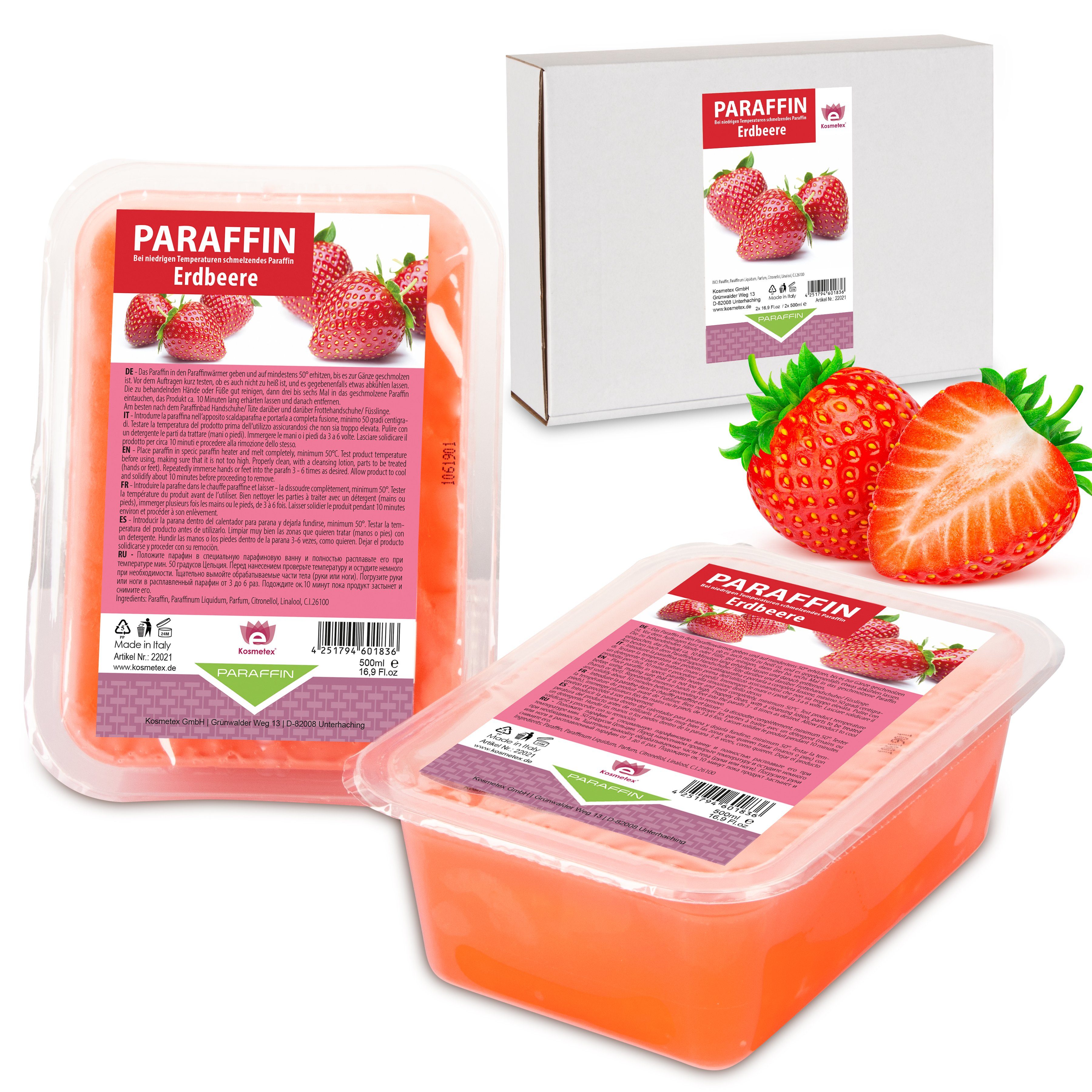 Kosmetex Paraffinwachs Kosmetex Erdbeere, für Paraffinbad Paraffinwachs Paraffin