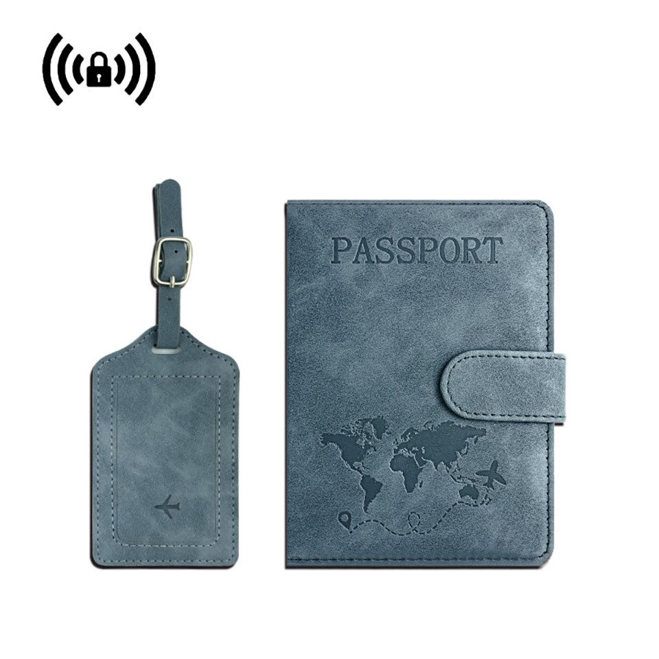 Coonoor Gepäckanhänger Reisepasshülle und Kofferanhänger Set, Kunstleder Reisepass Organizer mit Gepäckanhänger, Passport Cover Hülle mit RFID-Blocke