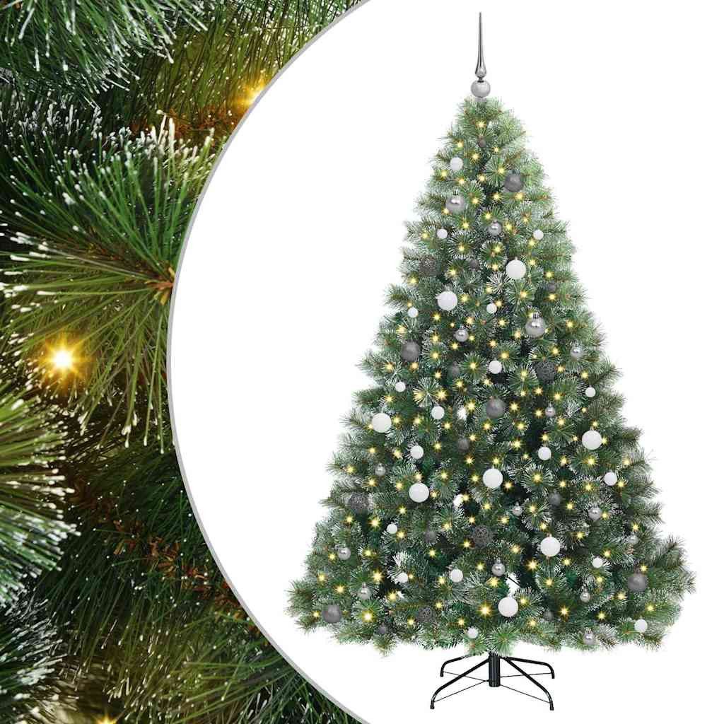 vidaXL LED Baum Künstlicher Weihnachtsbaum mit 300 LEDs Grün 210 cm PE und PVC