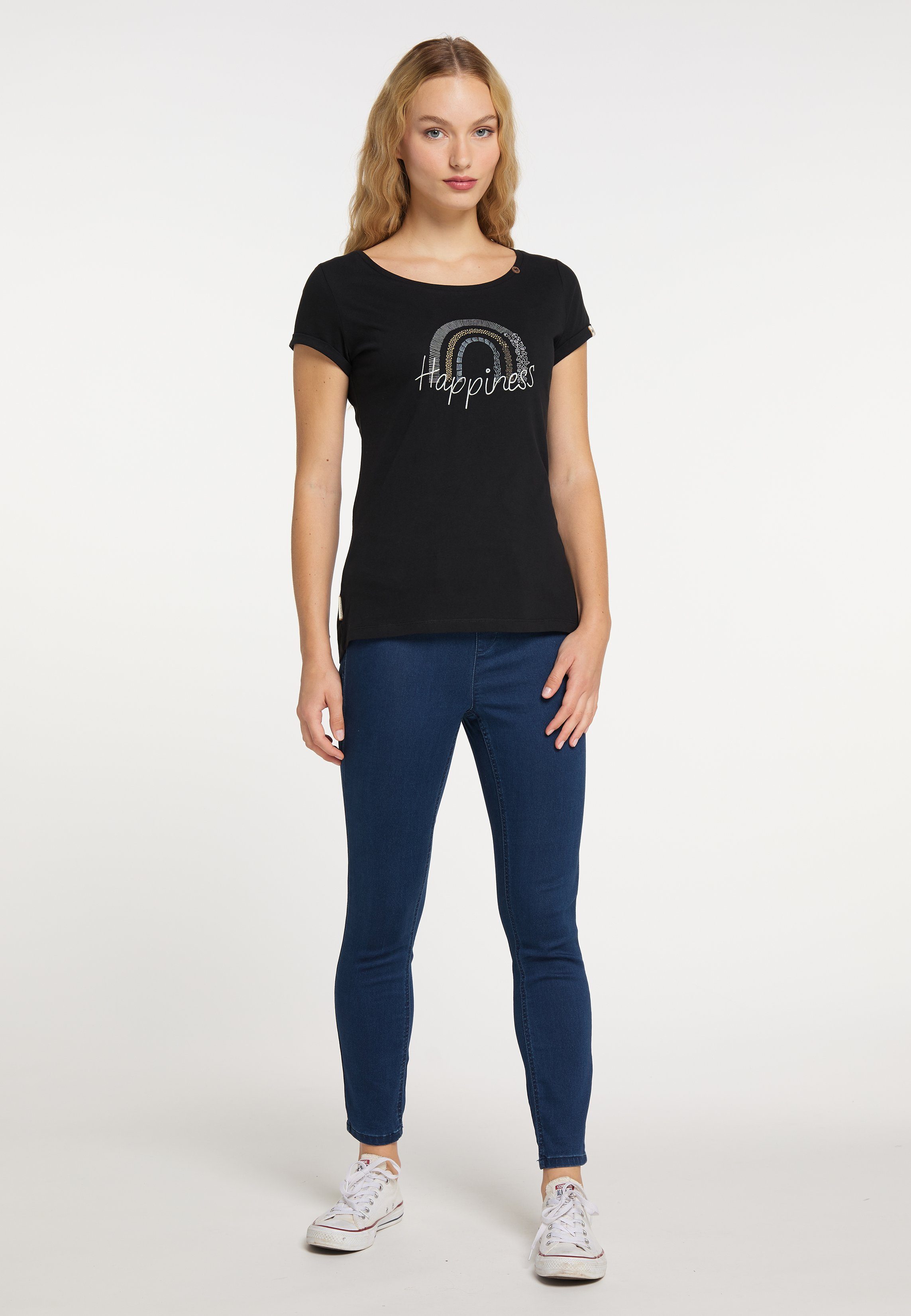Ragwear T-Shirt FLORAH PRINT A ORGANIC Nachhaltige & Vegane Mode BLACK | T-Shirts