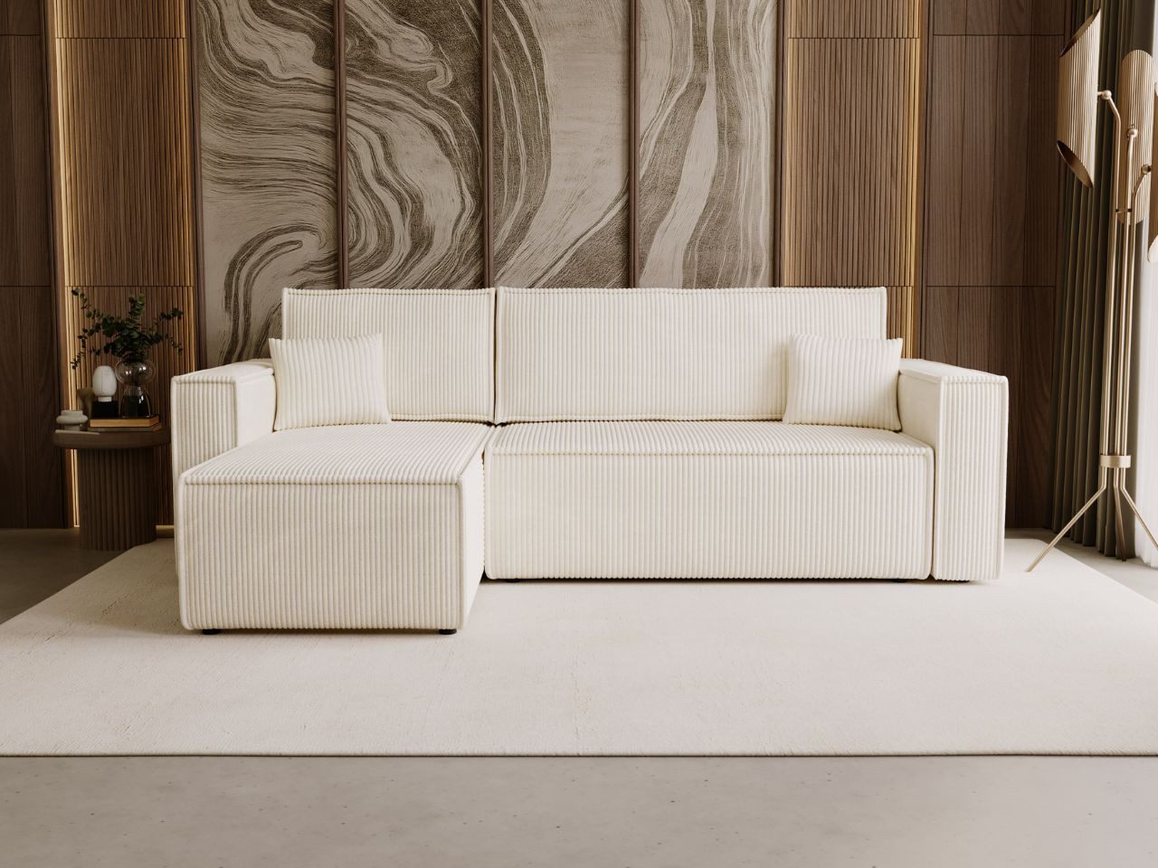 GrainGold Ecksofa L-Form Prato L, Set, Schlaffunktion, Bettkasten, DL-Mechanismus, Wellenfederkern