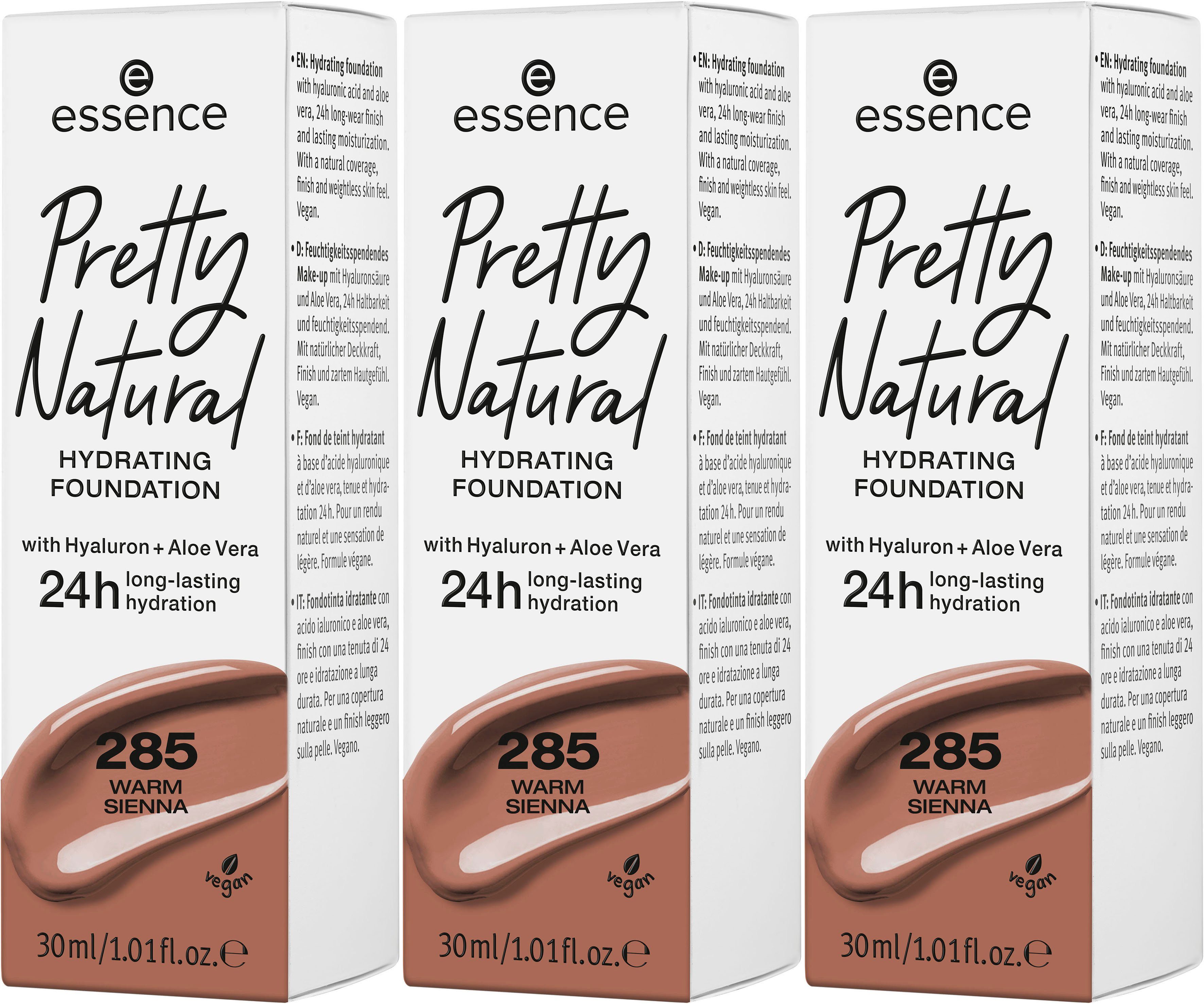 Essence Foundation Pretty Warm Sienna Natural HYDRATING, 3-tlg