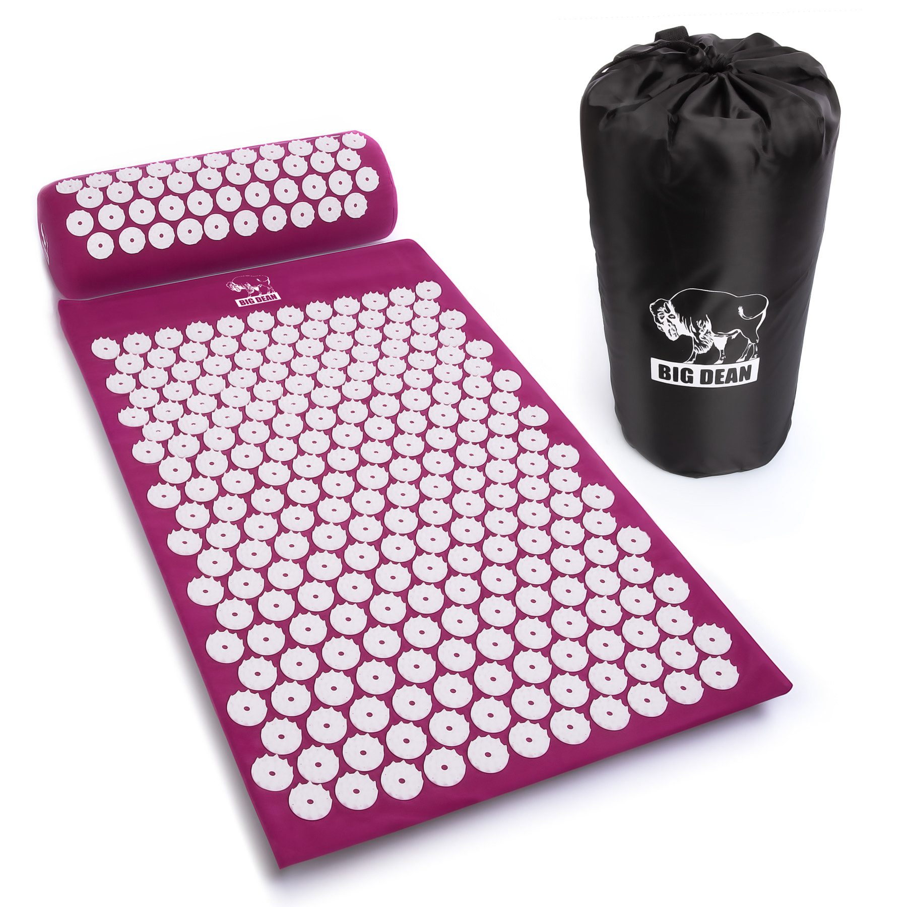 BigDean Akupressurmatte Massagematte mit Kissen & Hülle zur Steigerung des Wohlbefindens (Set, 1-St., Akupressurmatte + Kissen + Hülle), Effektive Schmerzlinderung, Verbesserte Durchblutung, Stressabbau