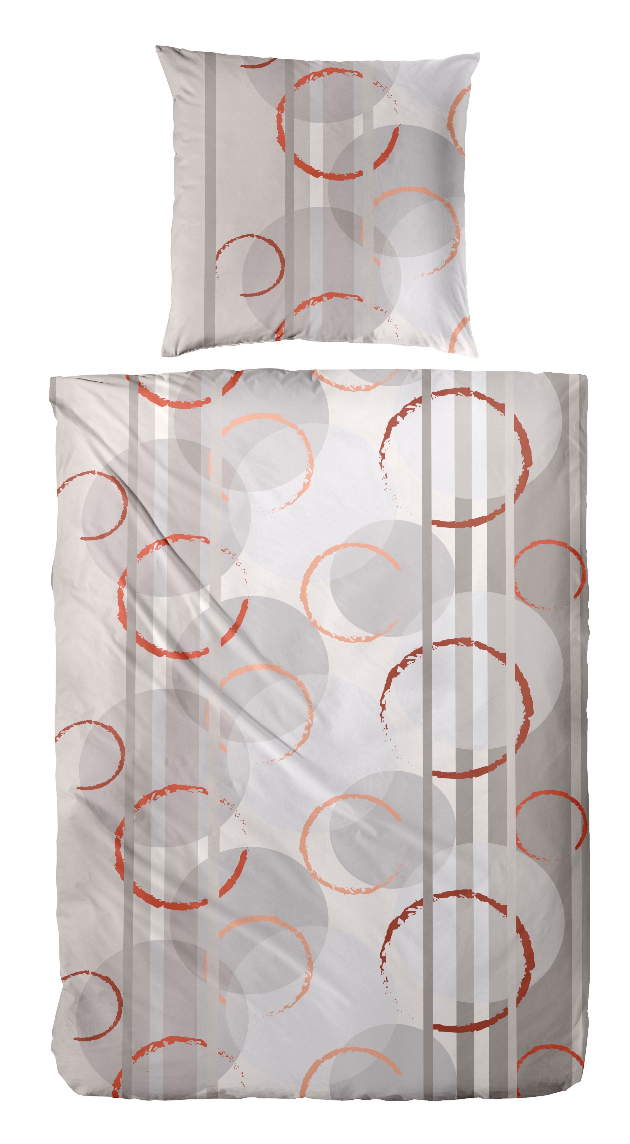 Primera Bettwäsche Biber-Bettwäsche Circular, Biber, 2 teilig, mit abstrakten Kreisen