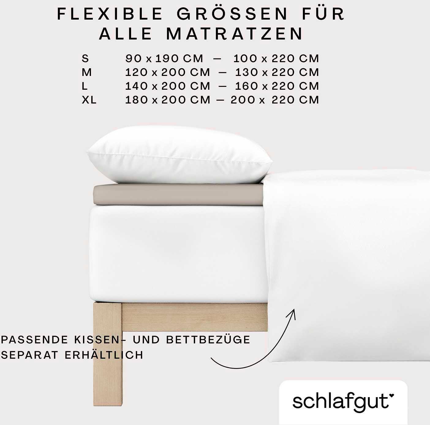 Schlafgut Spannbettlaken PURE TOPPER Bio-Baumwolle mit Elasthan 170 g/m² für Topper bis 10 cm, Jersey-Elasthan, Gummizug: rundum, (1 Stück), PREMIUM Laken für Matratzen bis 10 cm Höhe, dehnbar, blickdicht