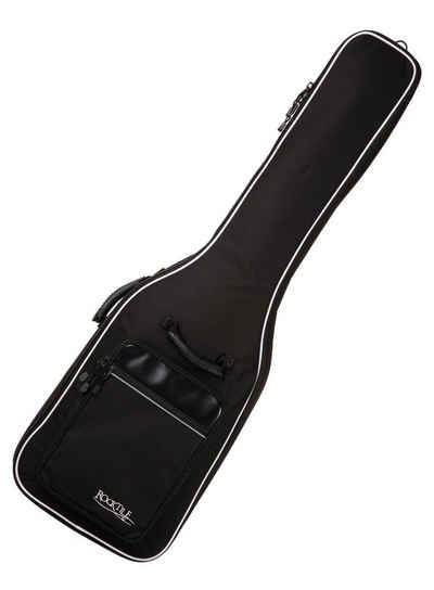 Rocktile Gitarrentasche 4/4 E-Basstasche - gepolstert mit Rucksackgarnitur Gigbag für E-Bass, Weiche Polsterung mit Fixierung für den Instrumentenhals