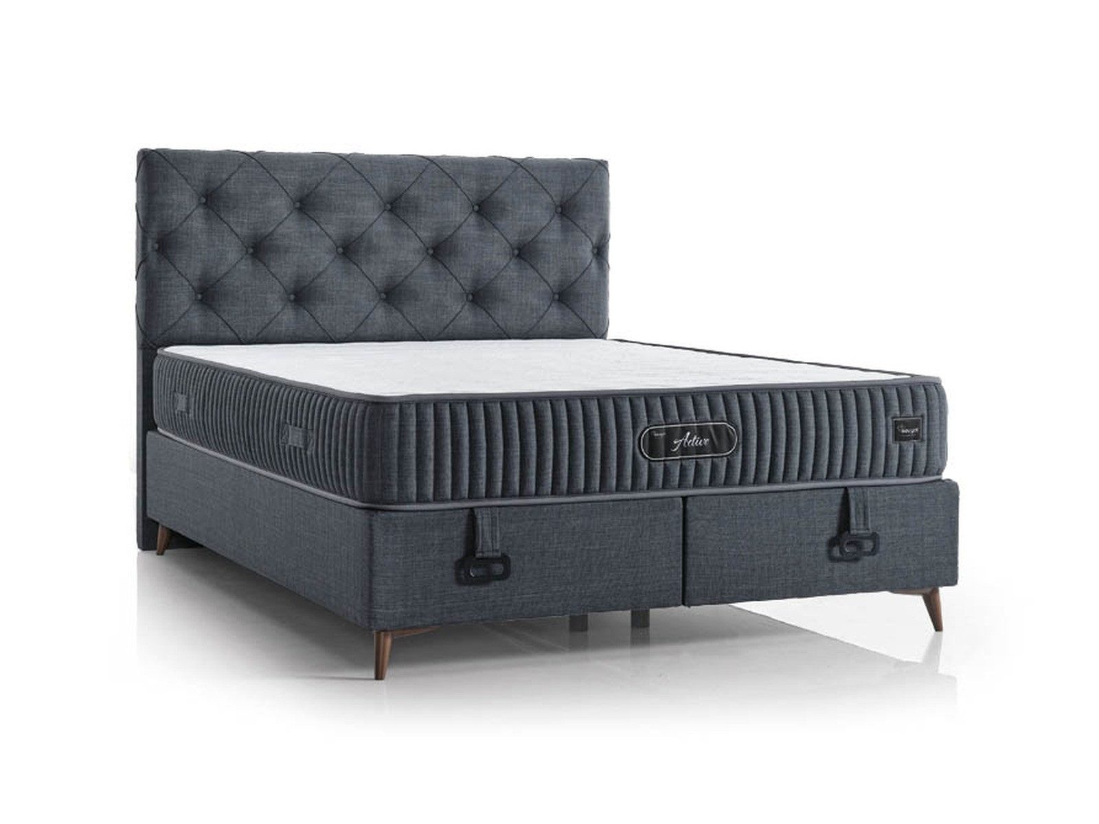 Villa Möbel Boxspringbett Active (Bett Set (mit Matratze), Liegefläche 150x200), Bettkasten mit XXL Stauraum und Gasdruckfedern für einfache Handhabung