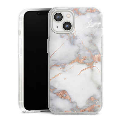 DeinDesign Handyhülle Gold Marmor Glitzer Look White and Golden Marble Look, Apple iPhone 14 Hülle Bumper Case Handy Schutzhülle Smartphone Cover