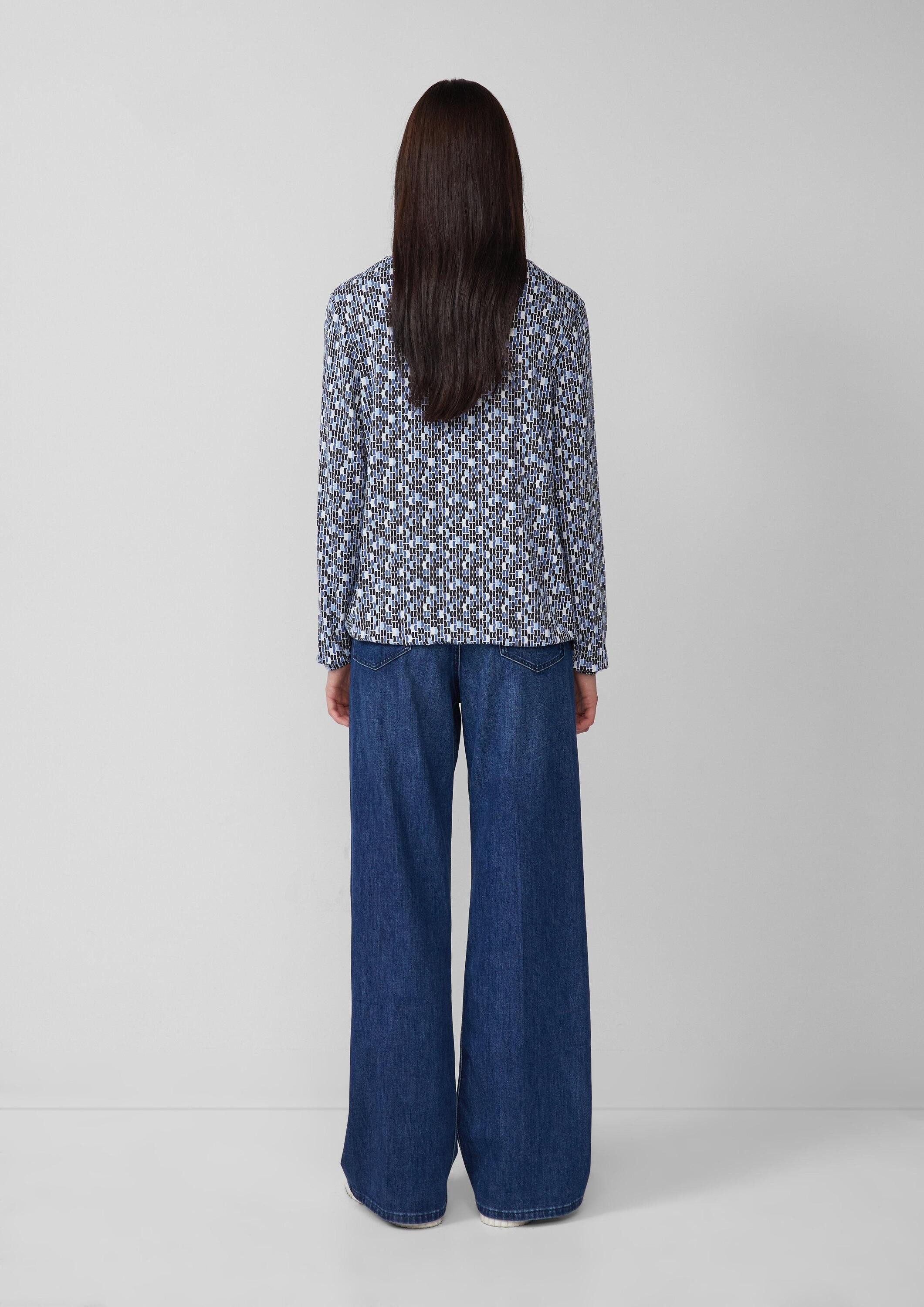 s.Oliver Langarmshirt T-Shirt T-Shirt mit All-over-Print und Elastikbündchen