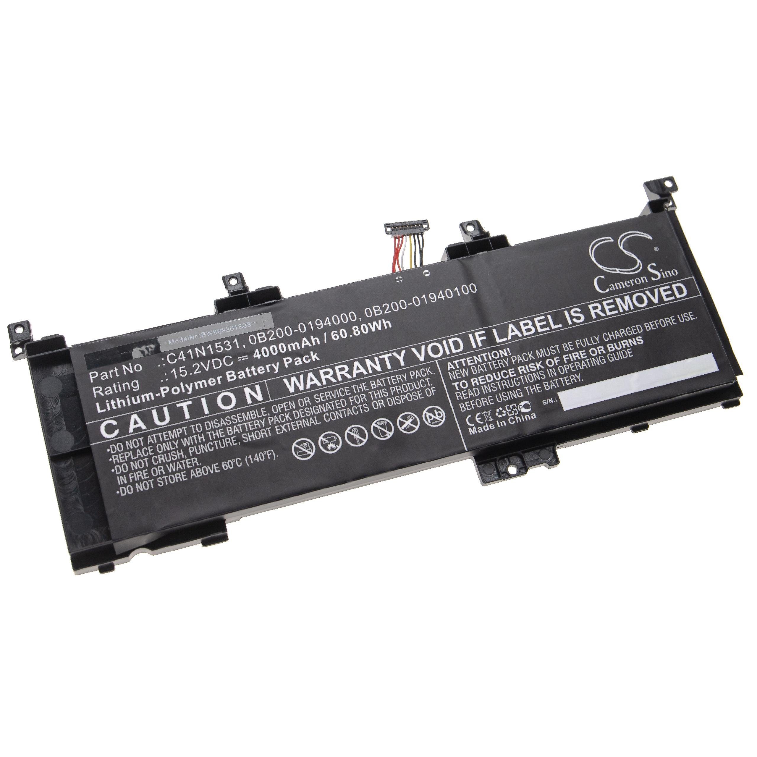 vhbw passend für Asus Rog GL502VY-FY060D, GL502VY-FY064T, GL502VY-FY073T, Laptop-Akku 4000 mAh