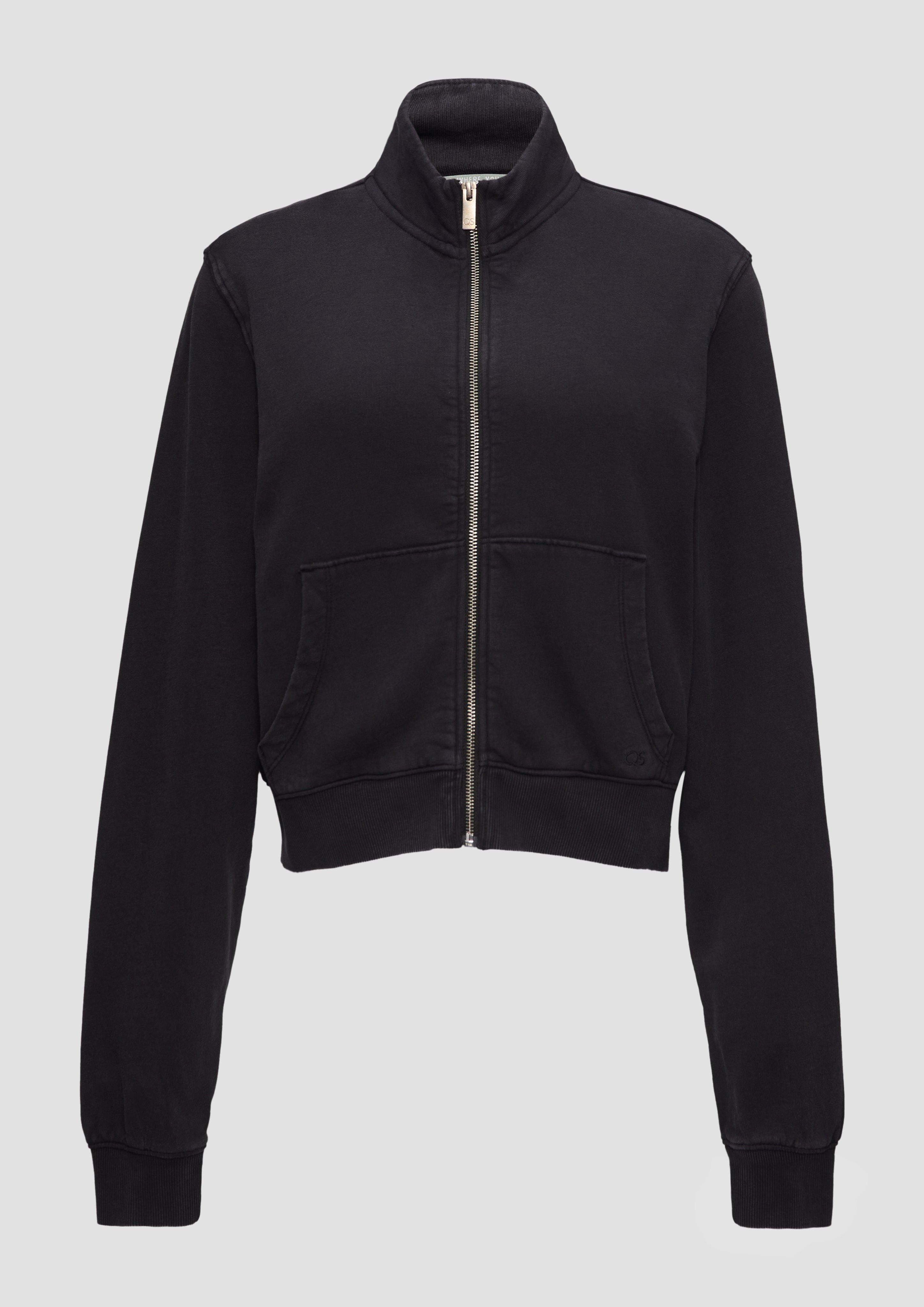 QS Sweatshirt Verkürzte Sweatshirt-Jacke mit Waschung günstig online kaufen