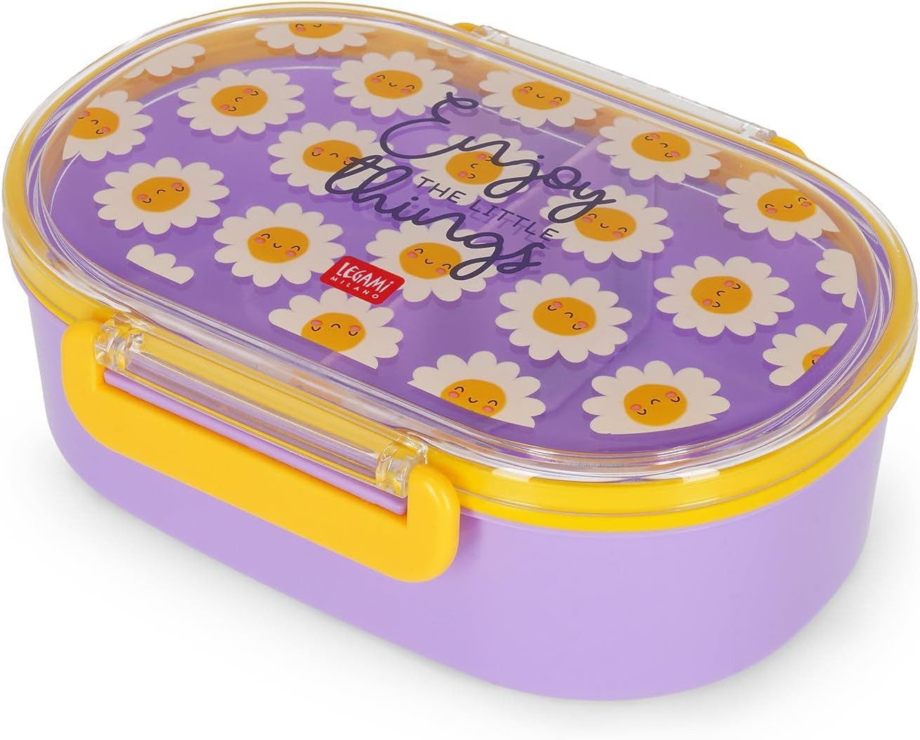 Legami Federmäppchen LEGAMI Snack & Go Lunchbox Daisy 500 ml mit Trenner