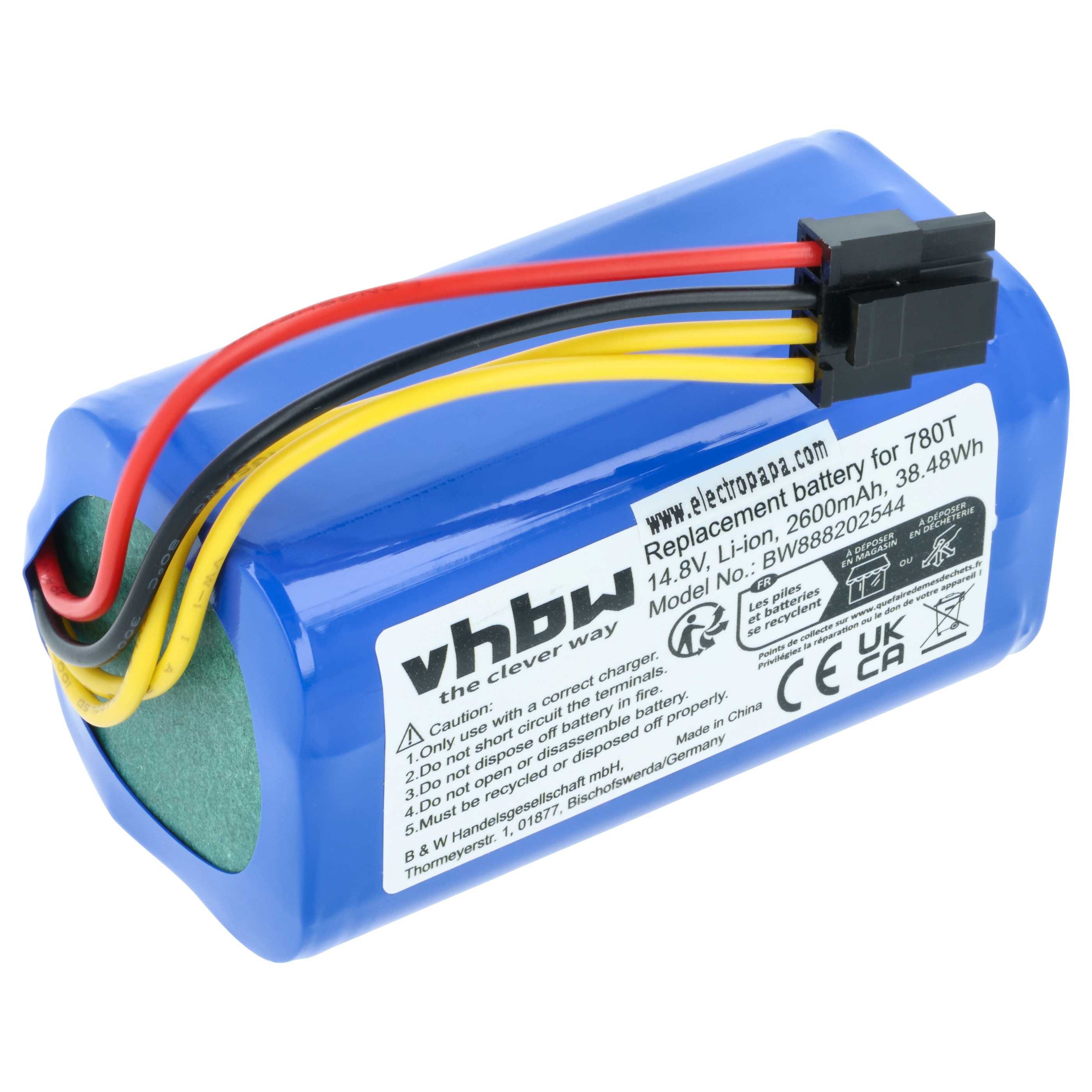 vhbw Akku passend für Blaupunkt BPK-VCBB1XPW+, BlueBot XSmart BPK-VCBB1XVB, Staubsauger-Akku Akku Li-Ion 2600 mAh (14,8 V, 1 St), Leistungsfähiger Austausch-Akku für Ihren Saugroboter