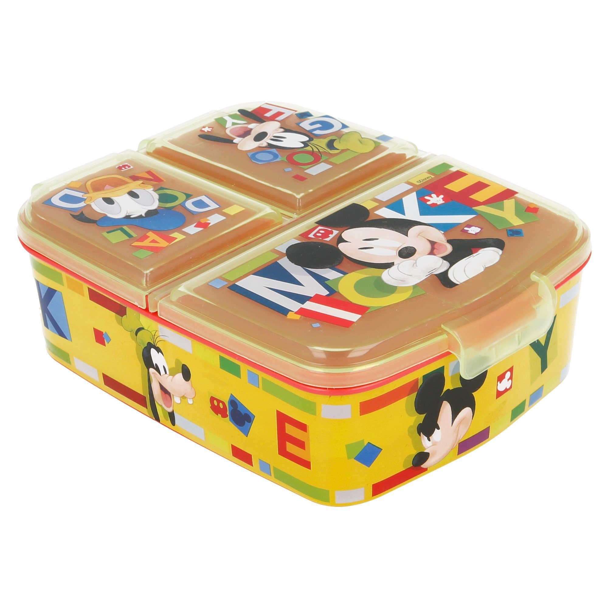Disney Mickey Mouse Lunchbox Mickey Maus, PP, Kinder Brotdose mit 3-Fach-Unterteilung