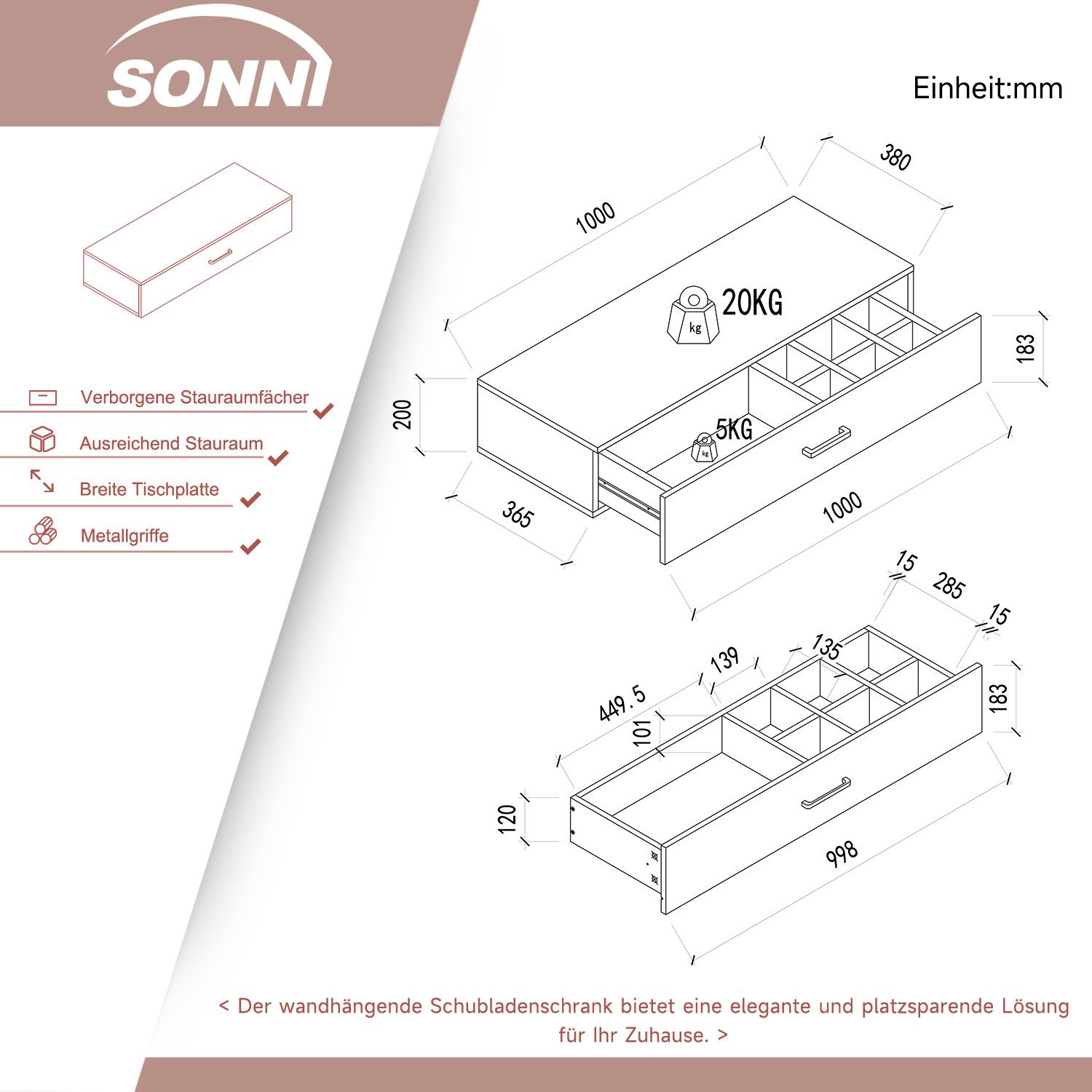 SONNI Schminktisch Weißer Schminktisch,Schreibtische, wandmontierte Tische