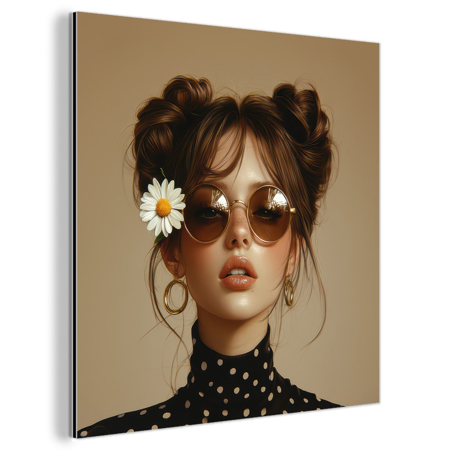 MuchoWow Metallbild Frau - Beige - günstig online kaufen
